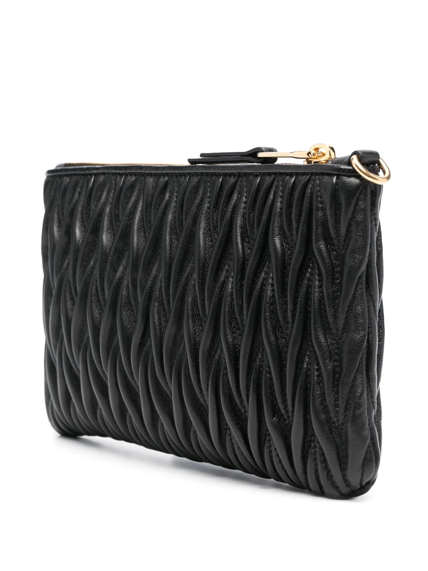 logo-lettering matelassé clutch bag