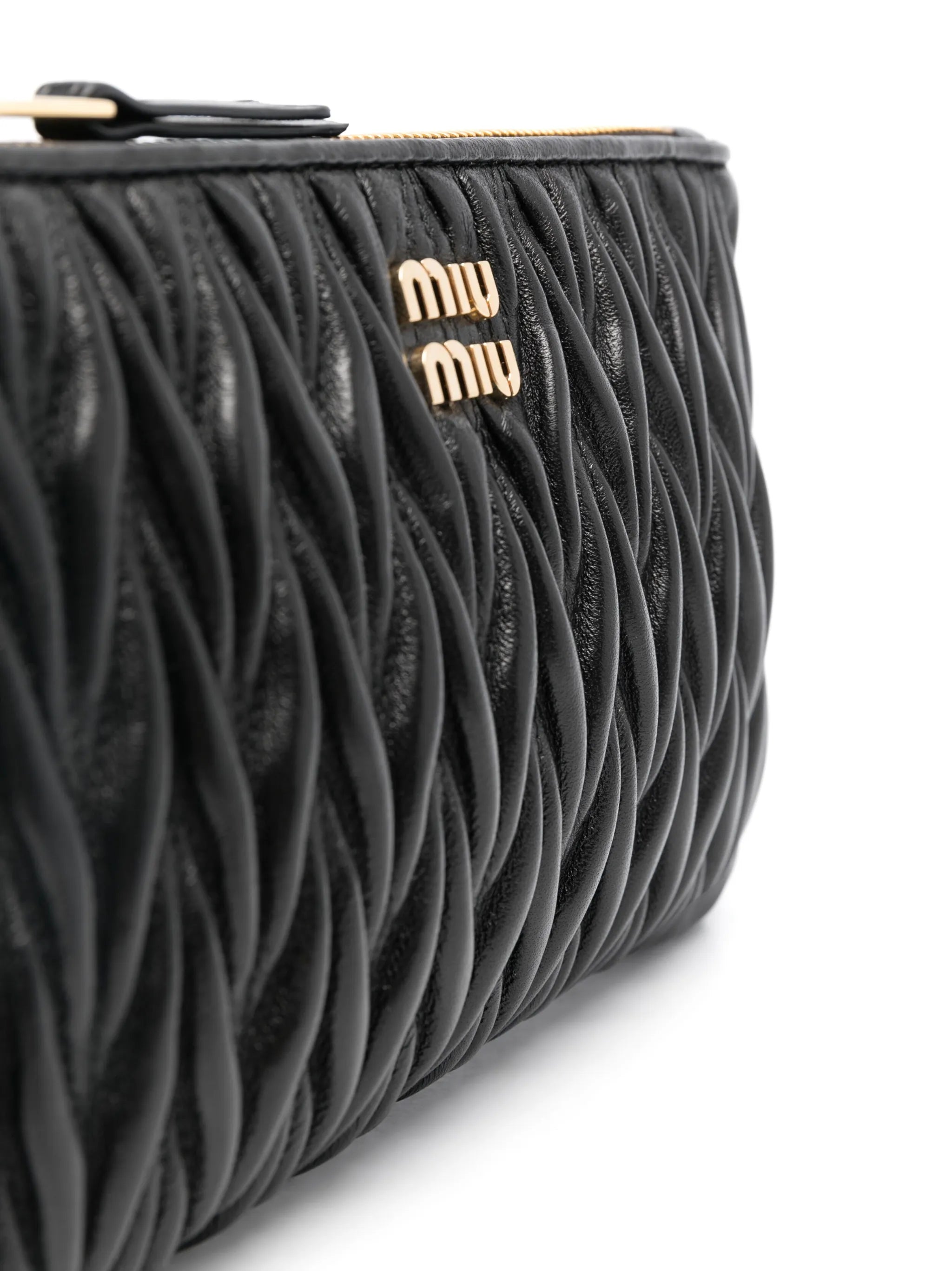 logo-lettering matelassé clutch bag