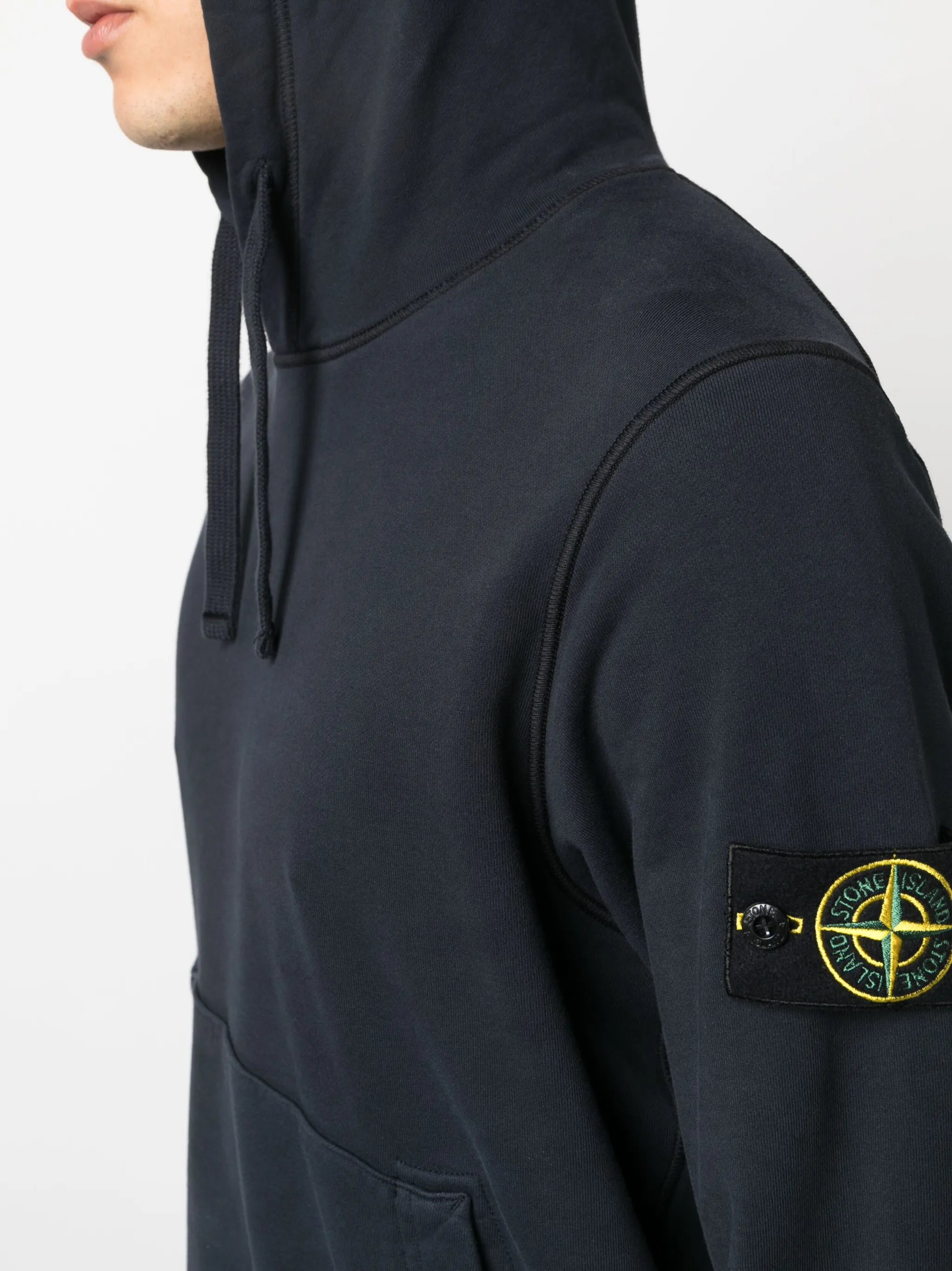 Compass-patch cotton hoodie