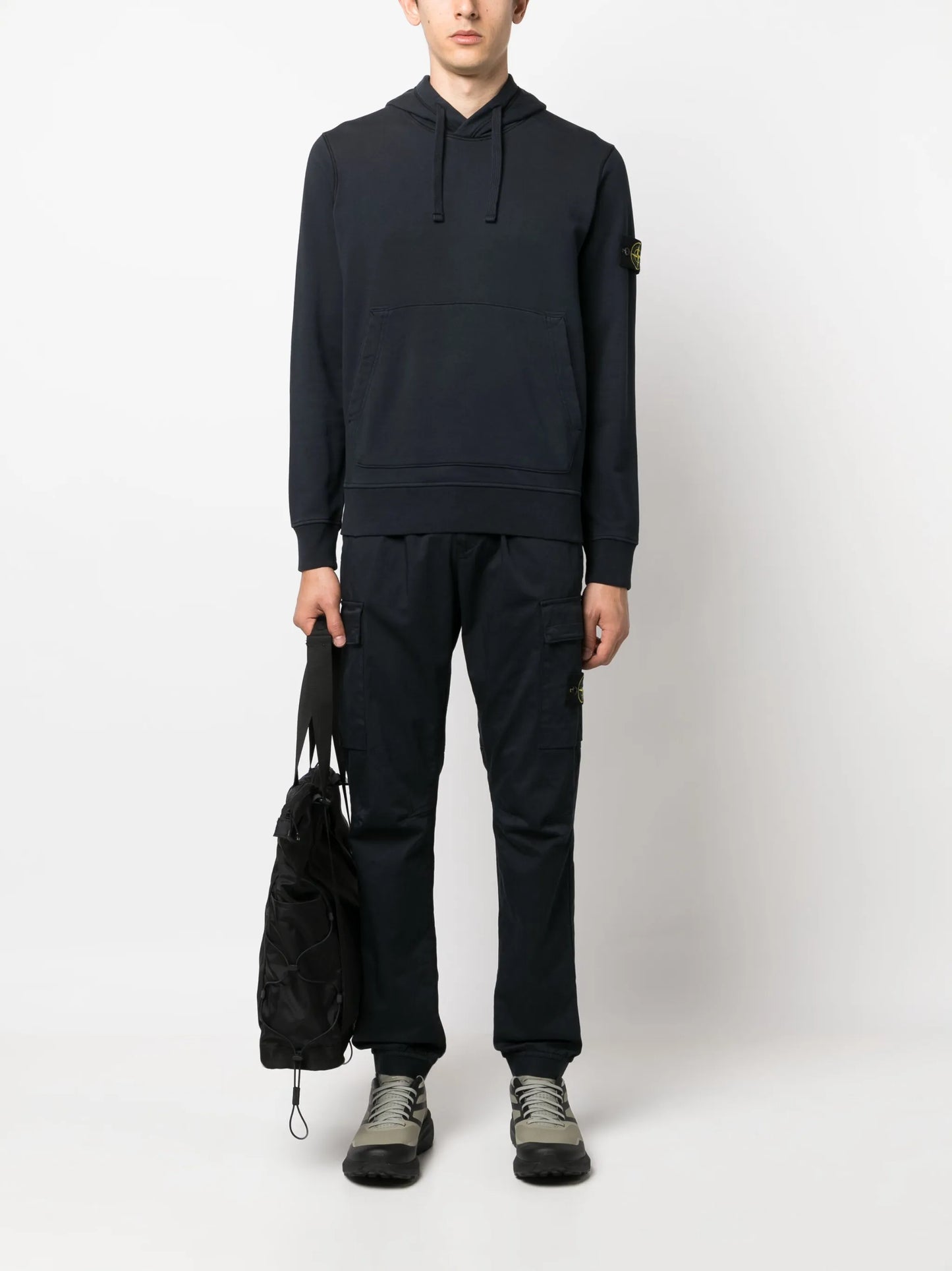 Compass-patch cotton hoodie
