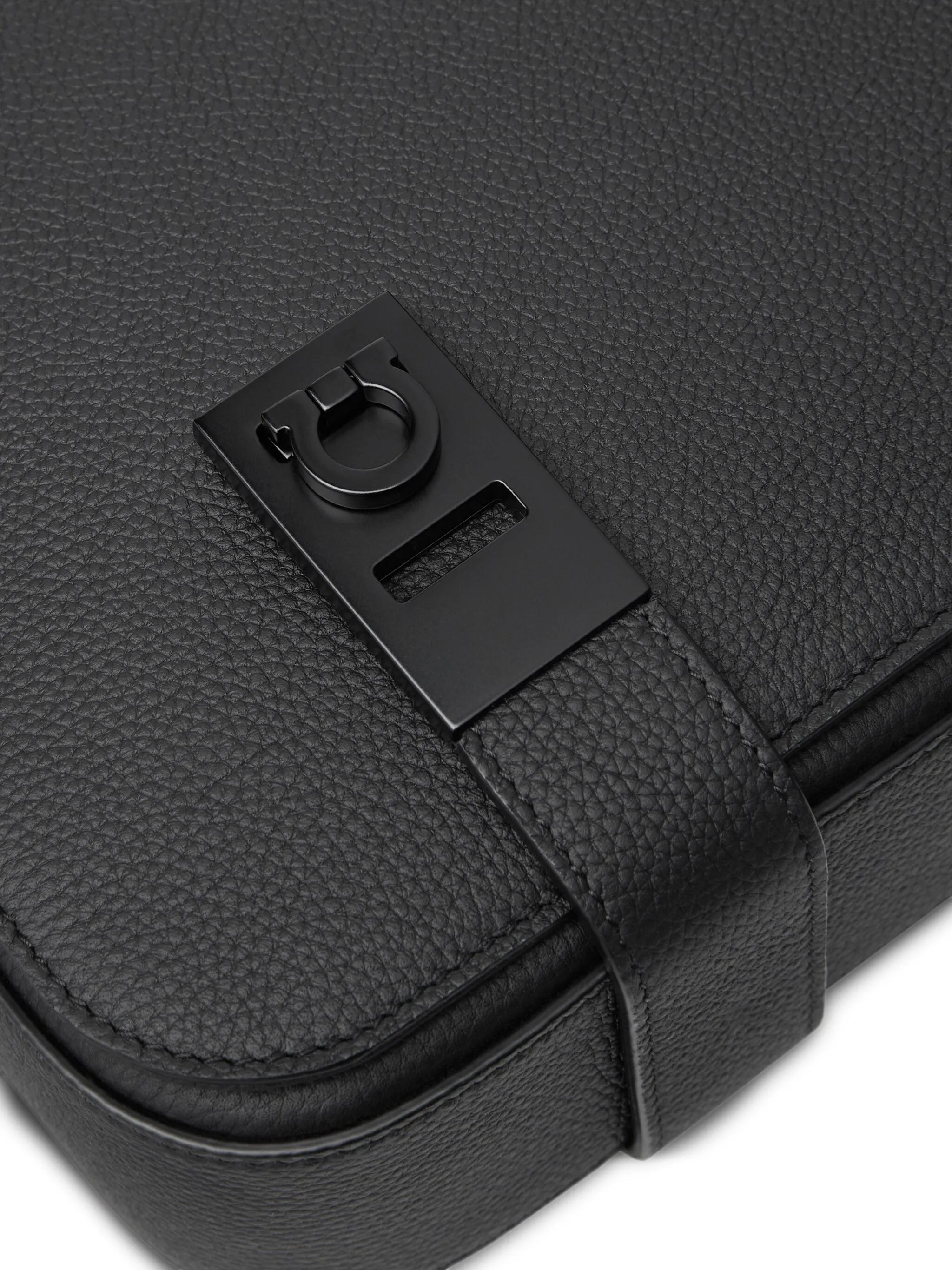 Gancini-plaque leather messenger bag
