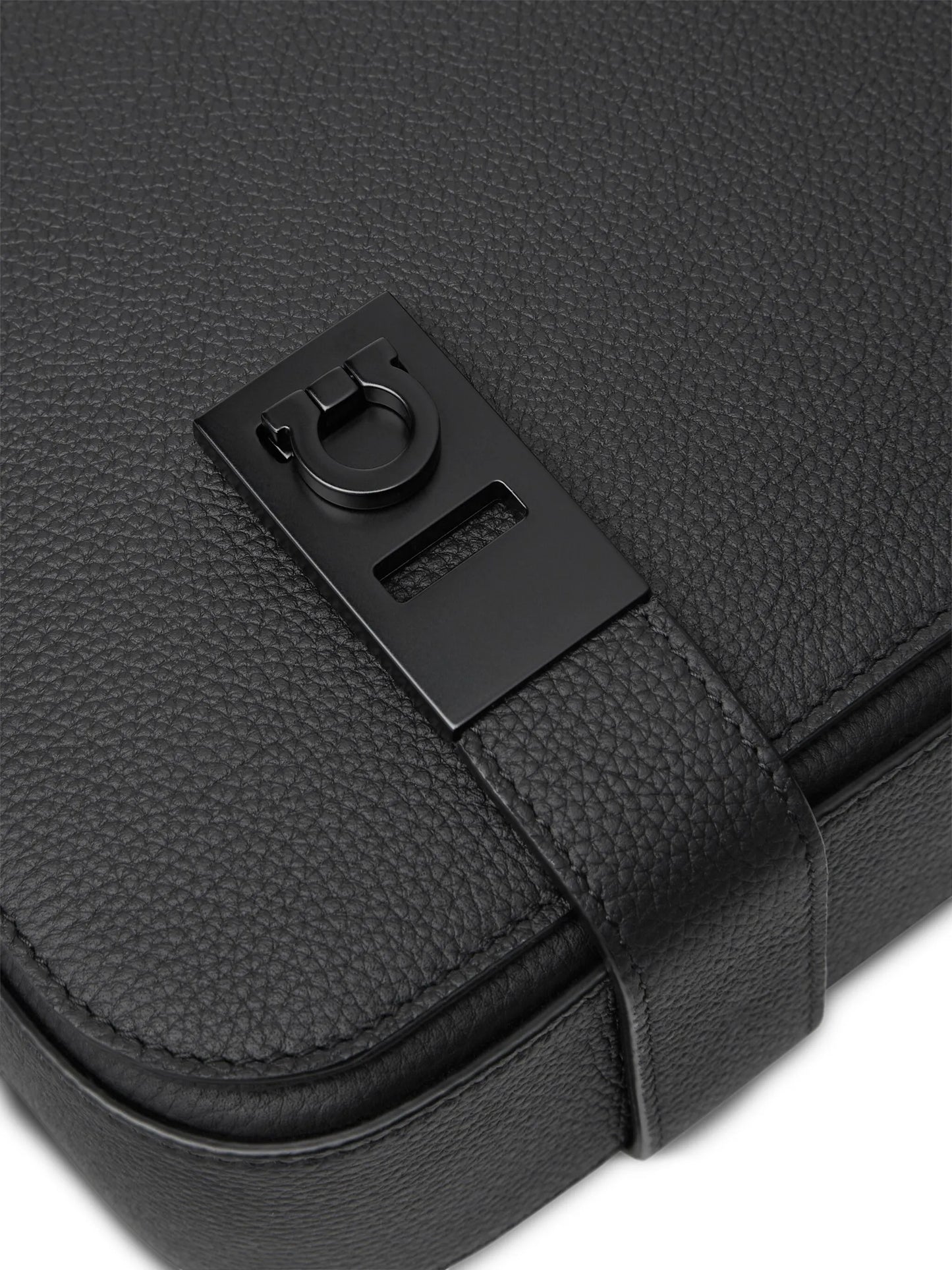 Gancini-plaque leather messenger bag