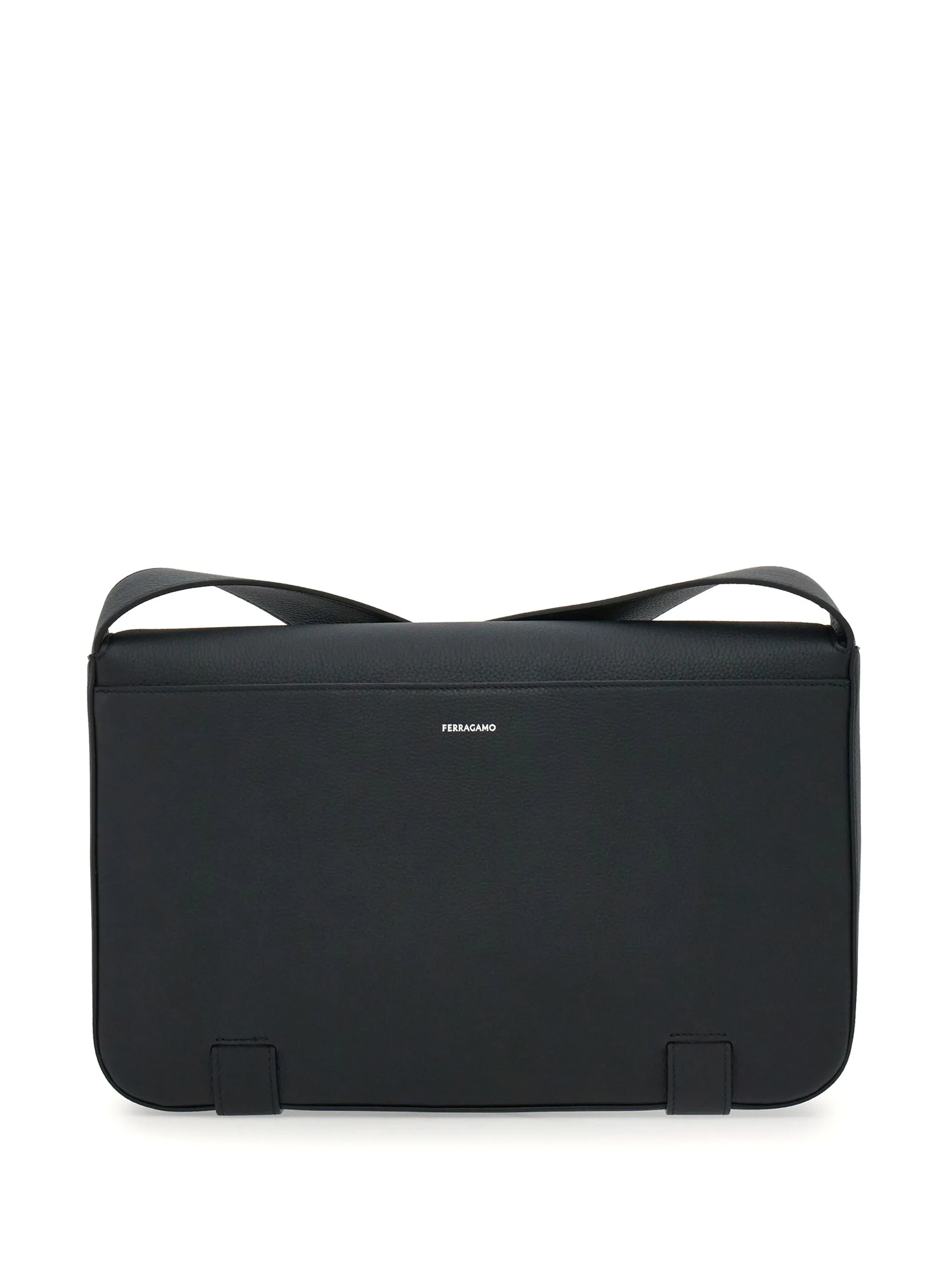 Gancini-plaque leather messenger bag