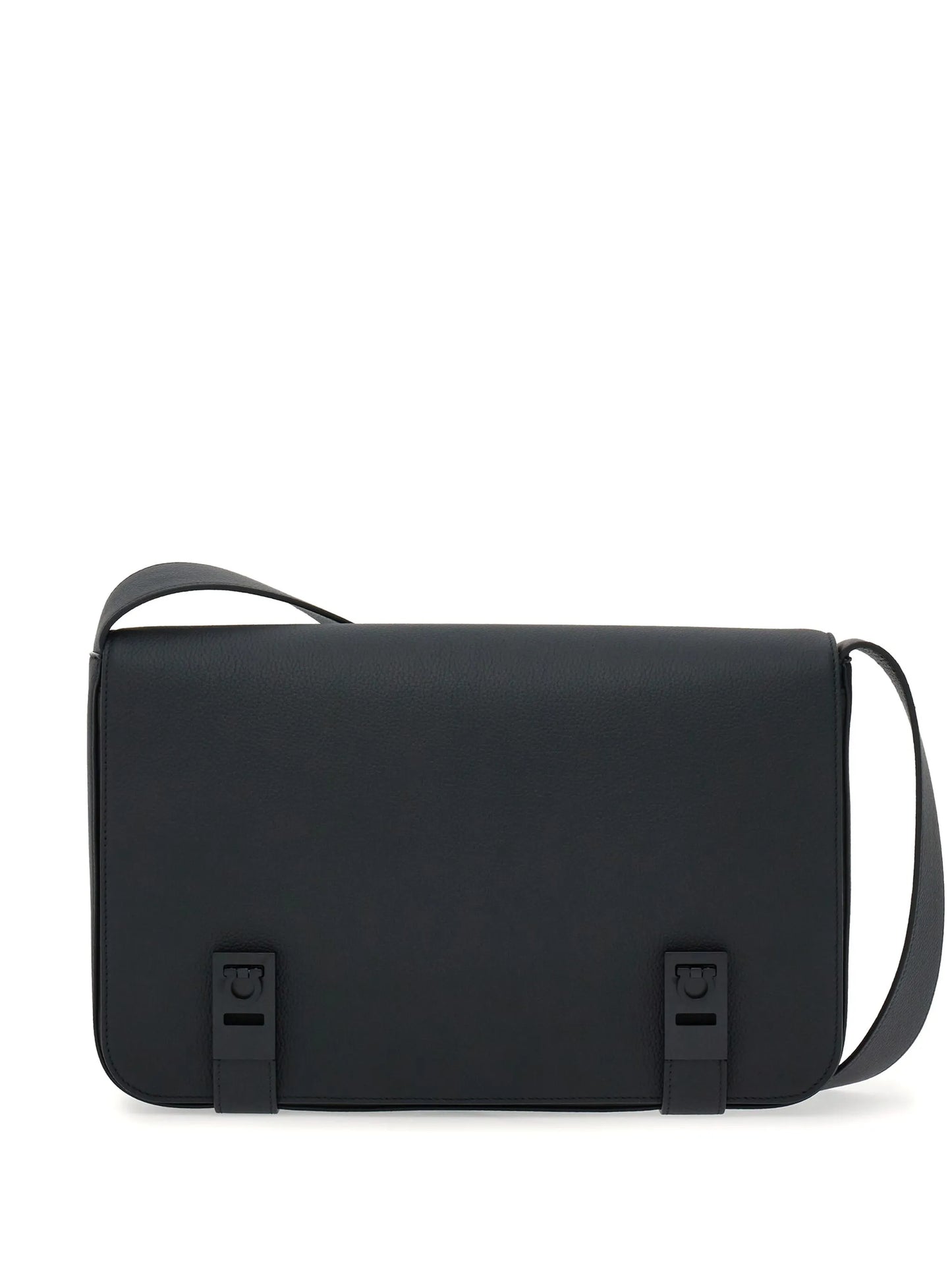 Gancini-plaque leather messenger bag