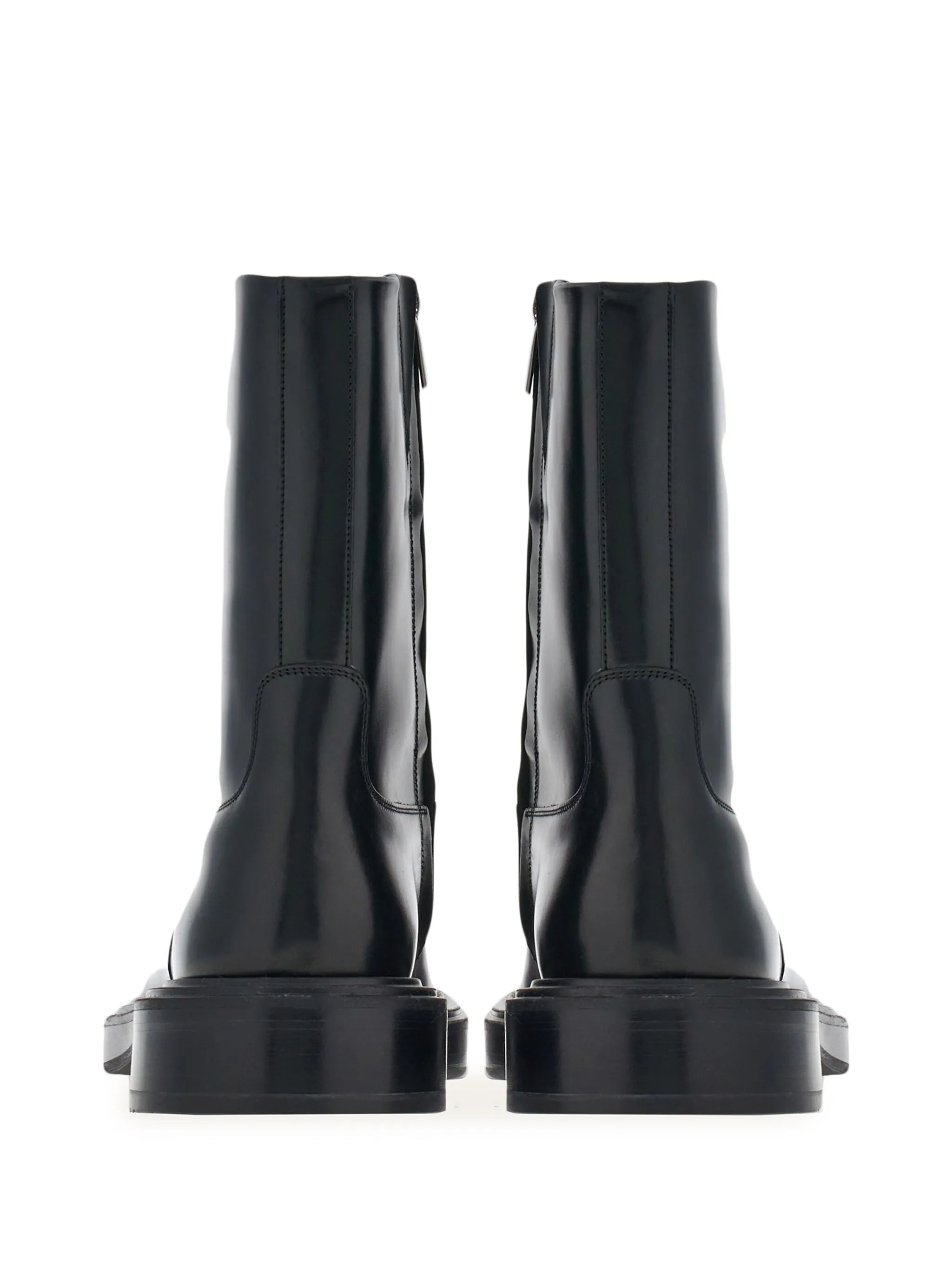 panelled patent-leather ankle boots