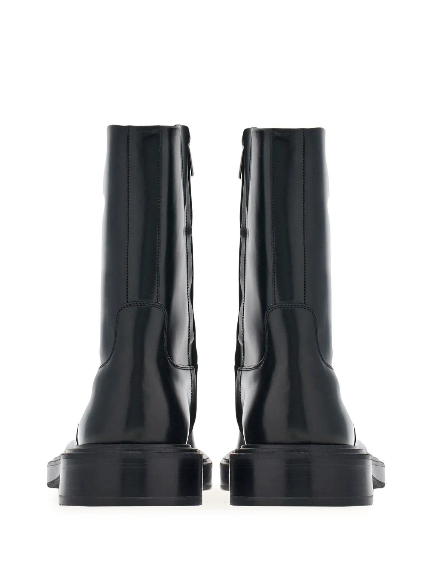 panelled patent-leather ankle boots