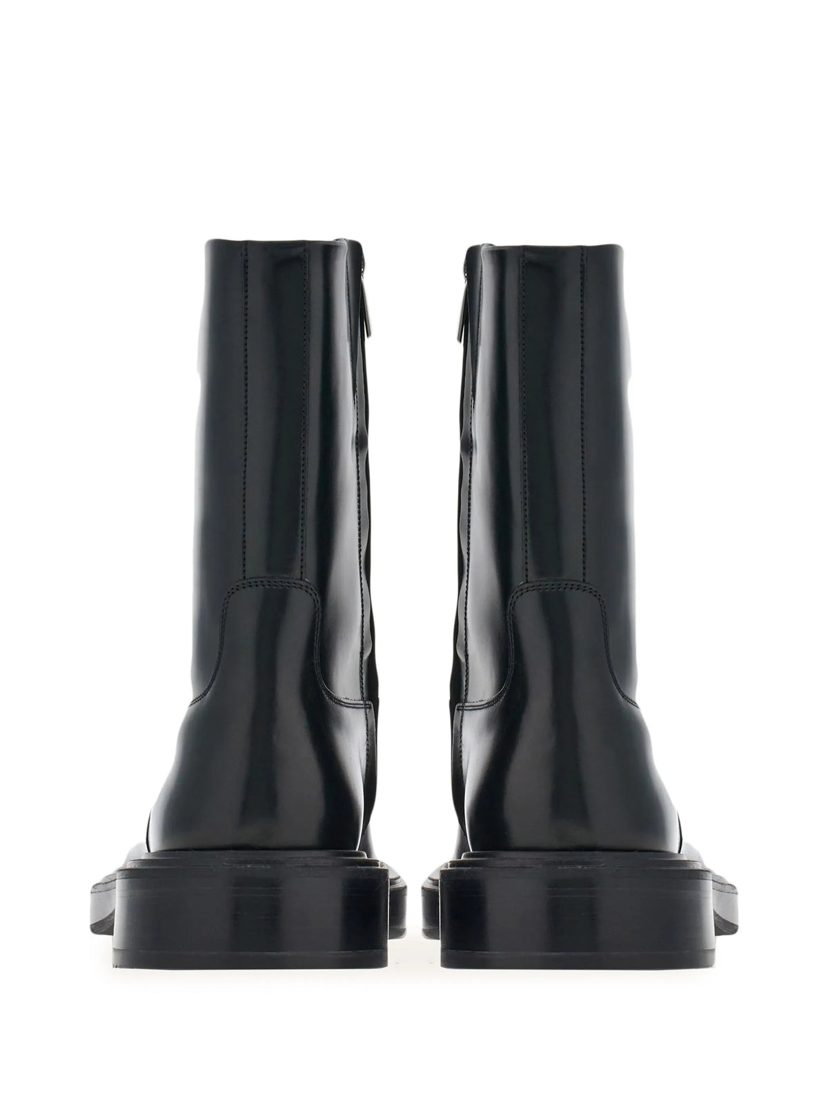 panelled patent-leather ankle boots