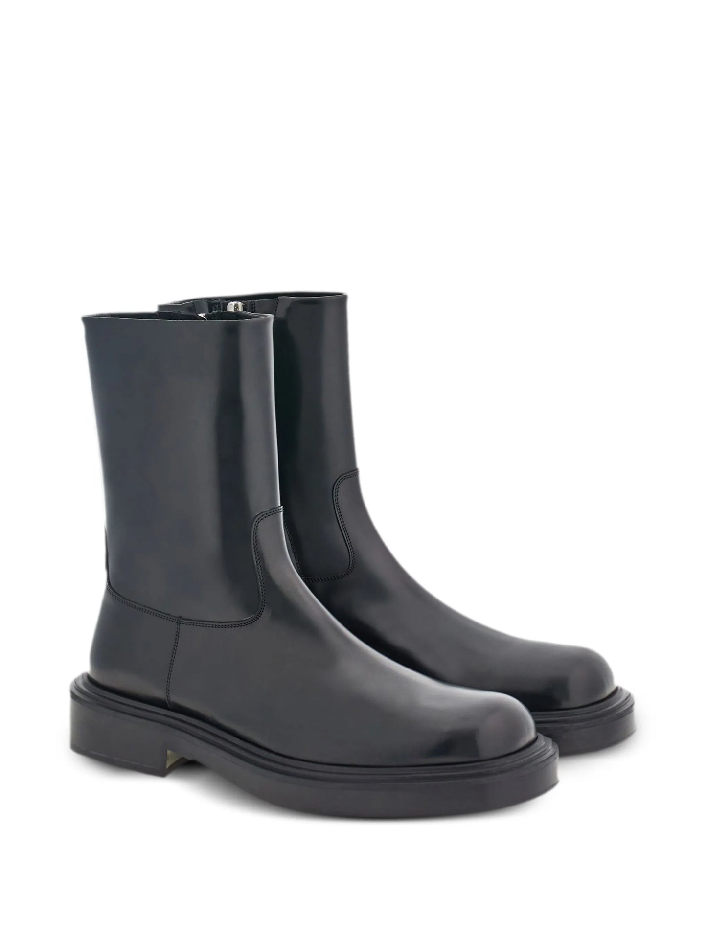 panelled patent-leather ankle boots