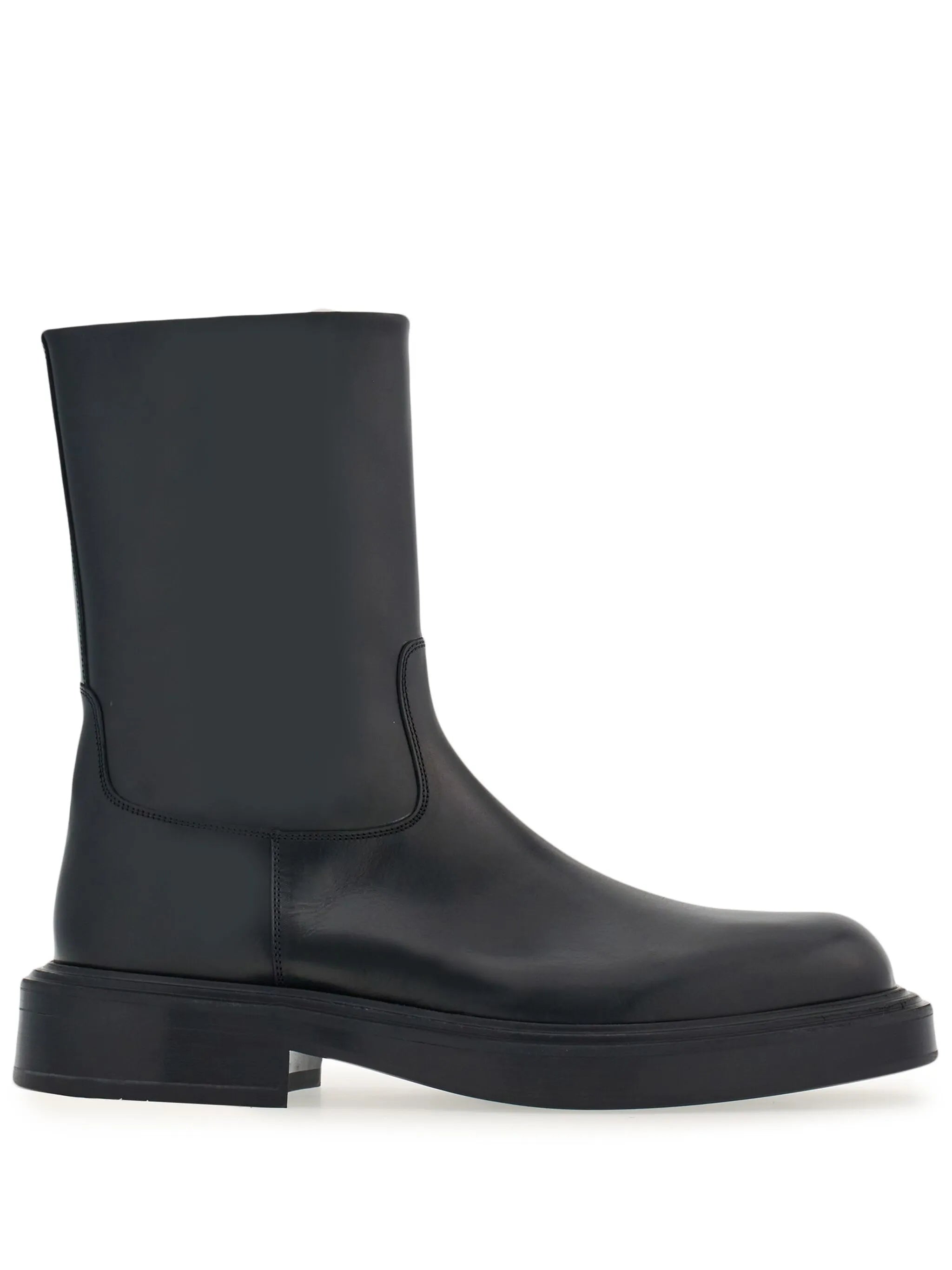 panelled patent-leather ankle boots