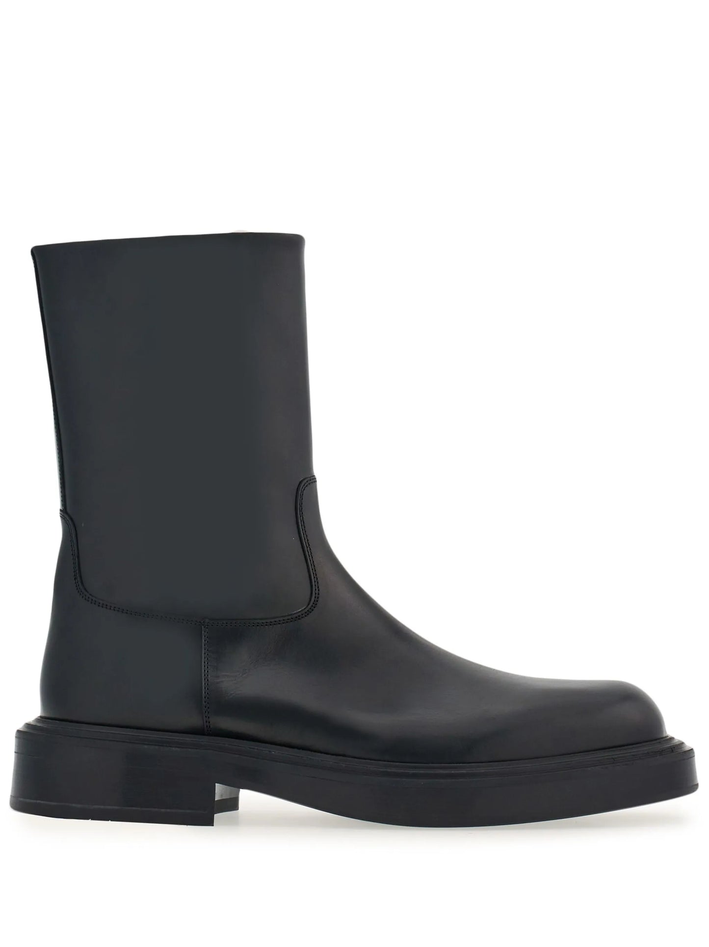 panelled patent-leather ankle boots
