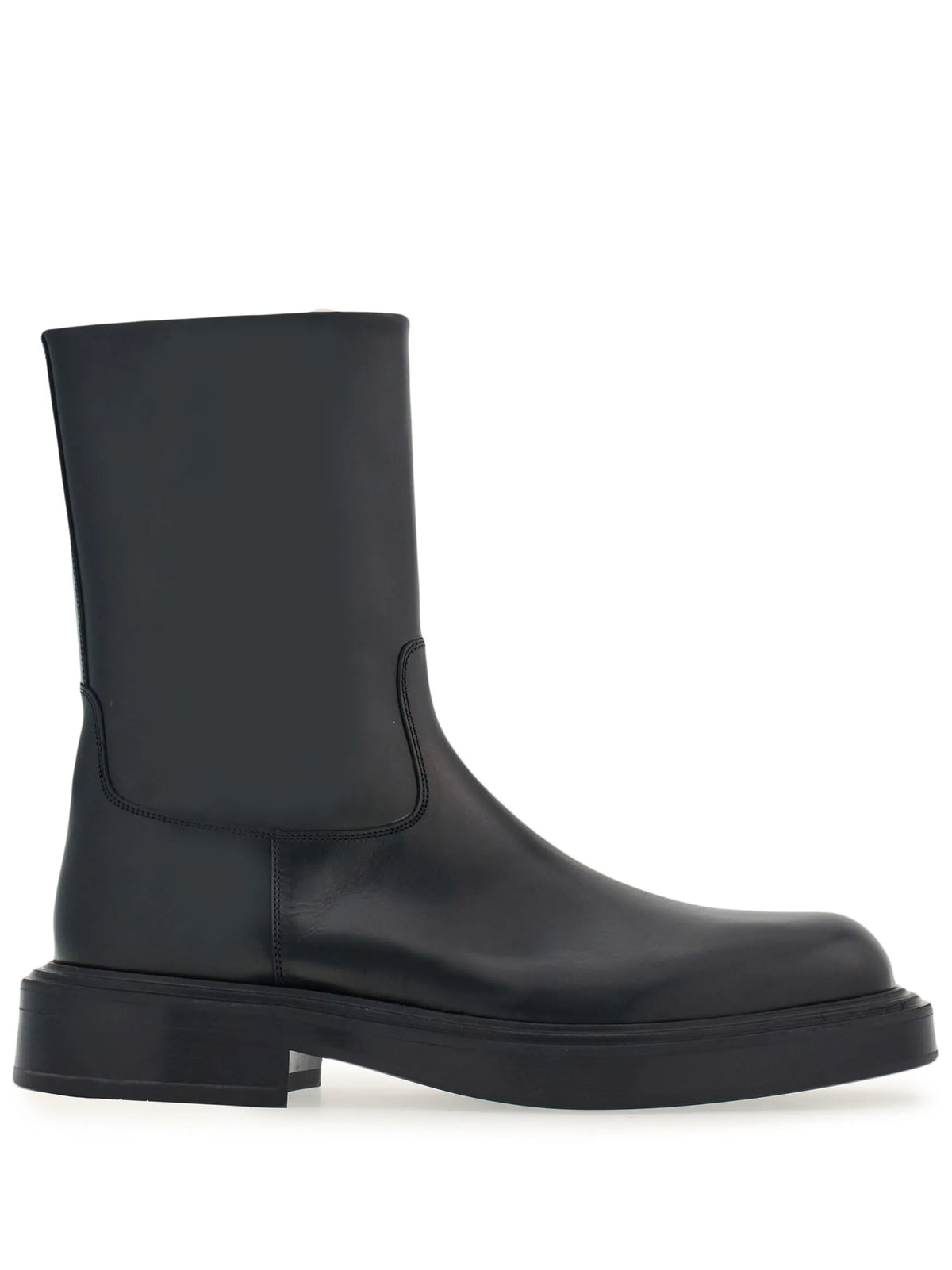 panelled patent-leather ankle boots