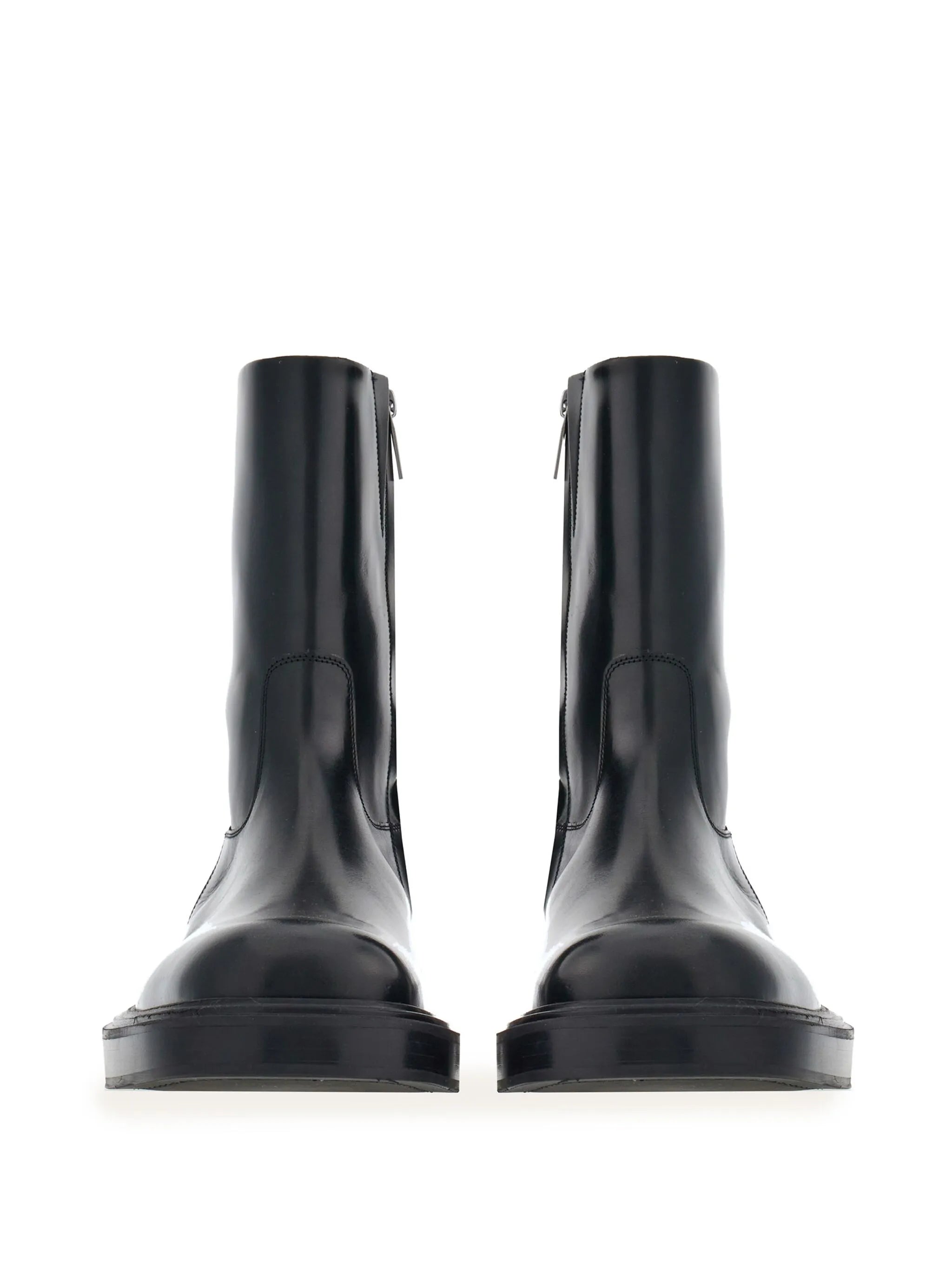 panelled patent-leather ankle boots