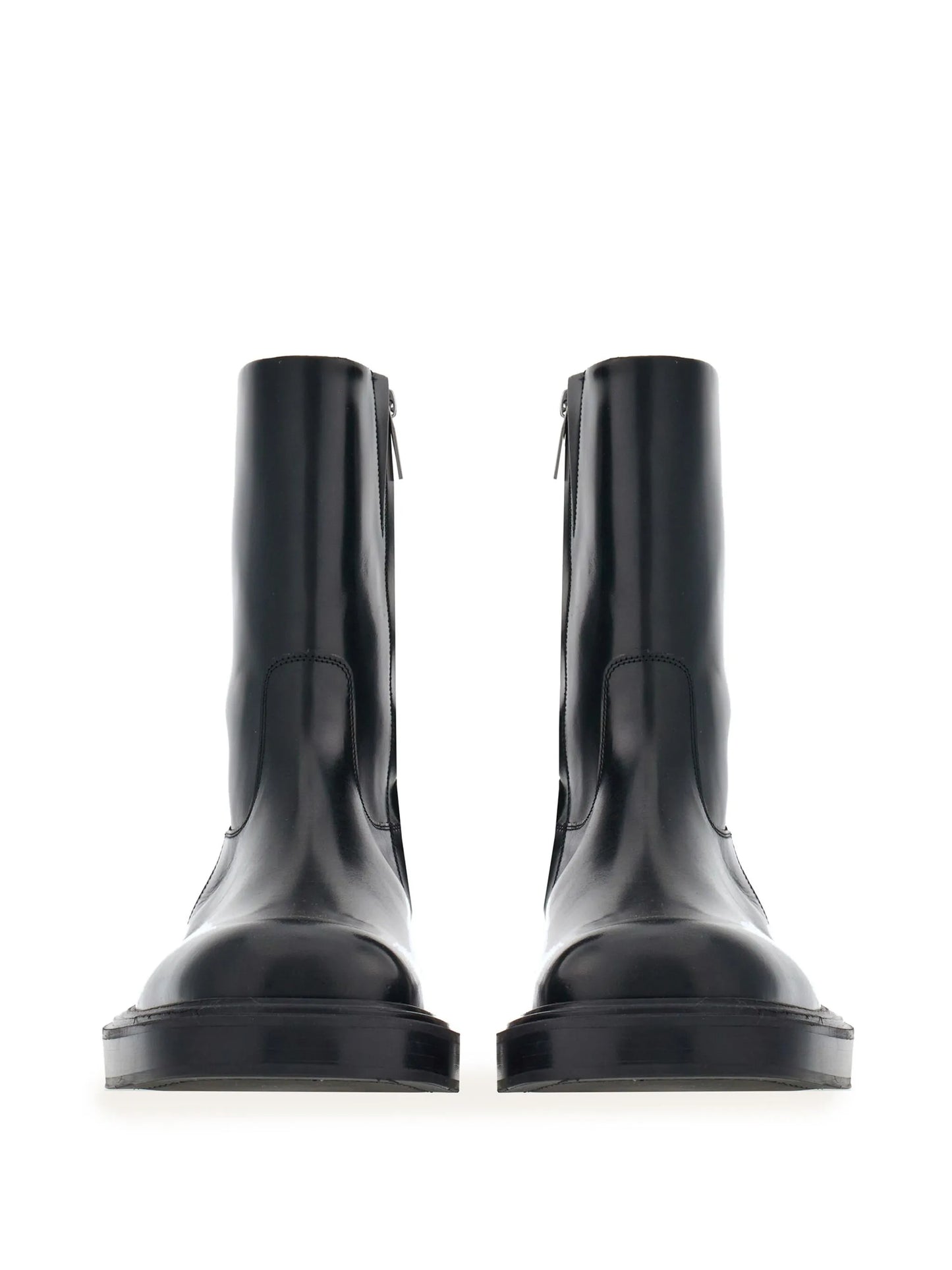 panelled patent-leather ankle boots
