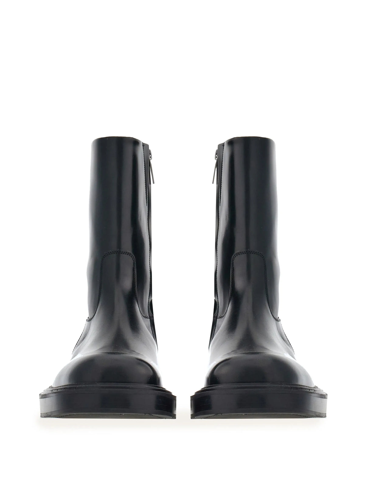 panelled patent-leather ankle boots