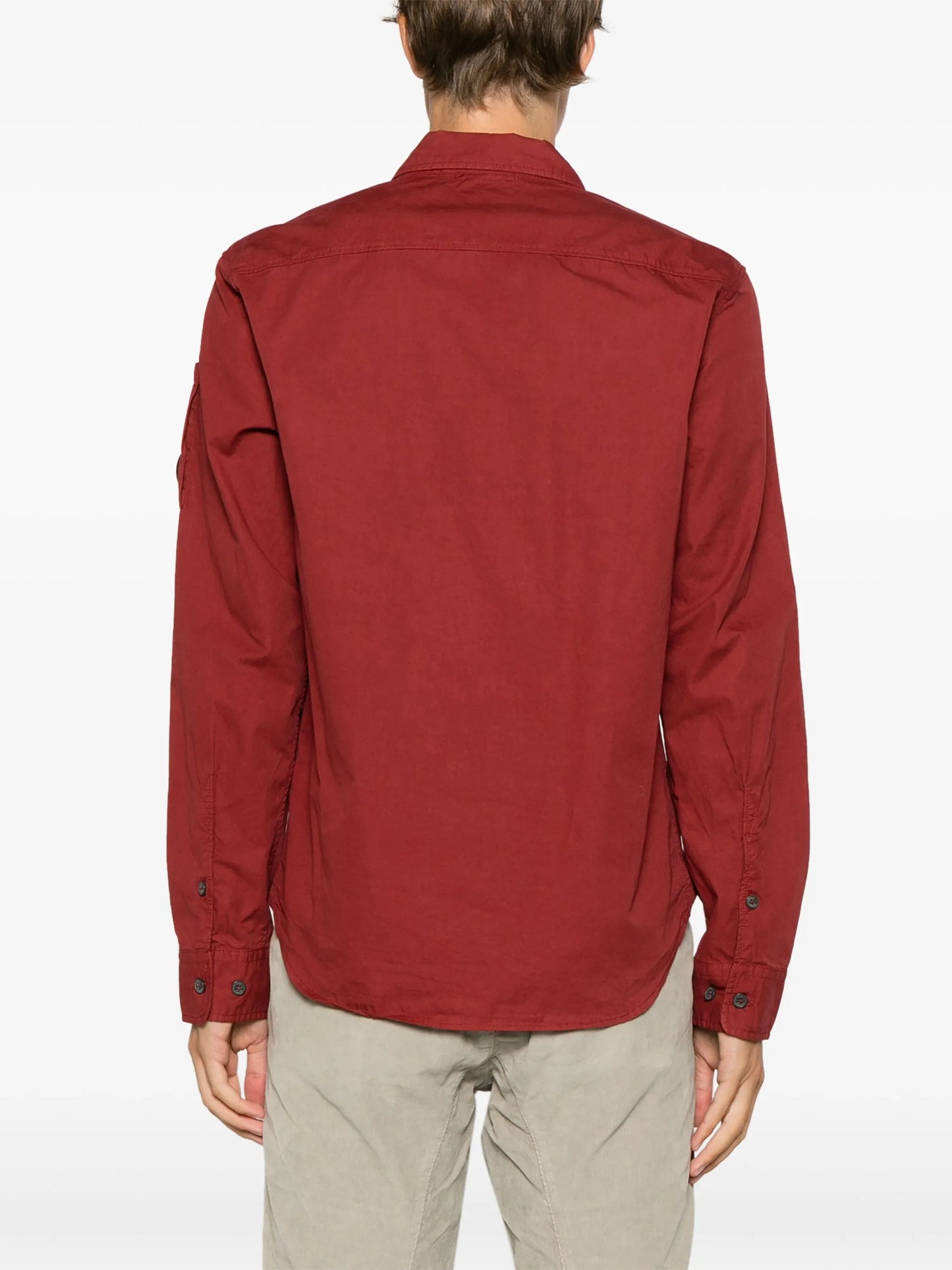 Lens-detail zip-up shirt