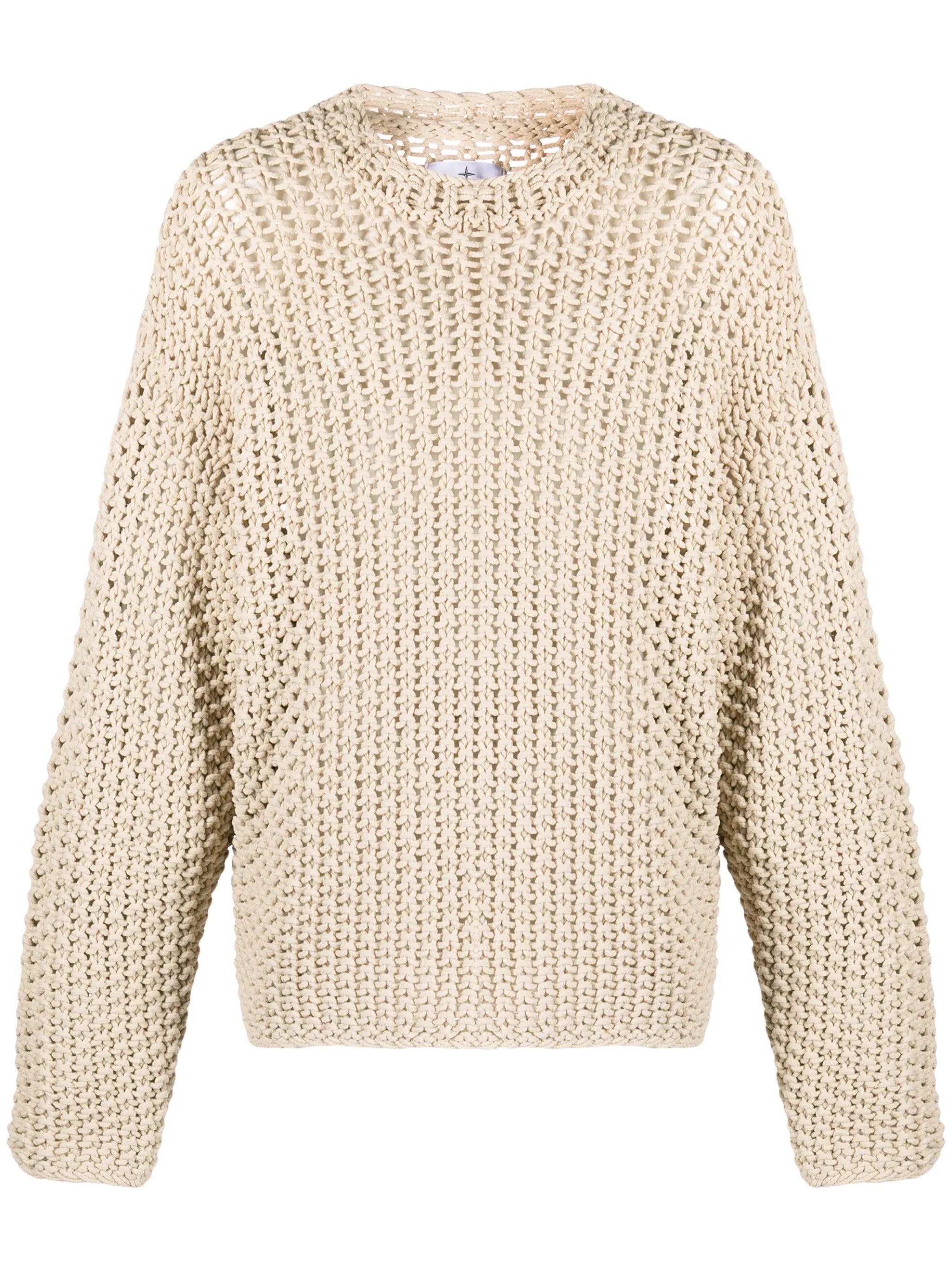 logo-print long-sleeve macramé jumper