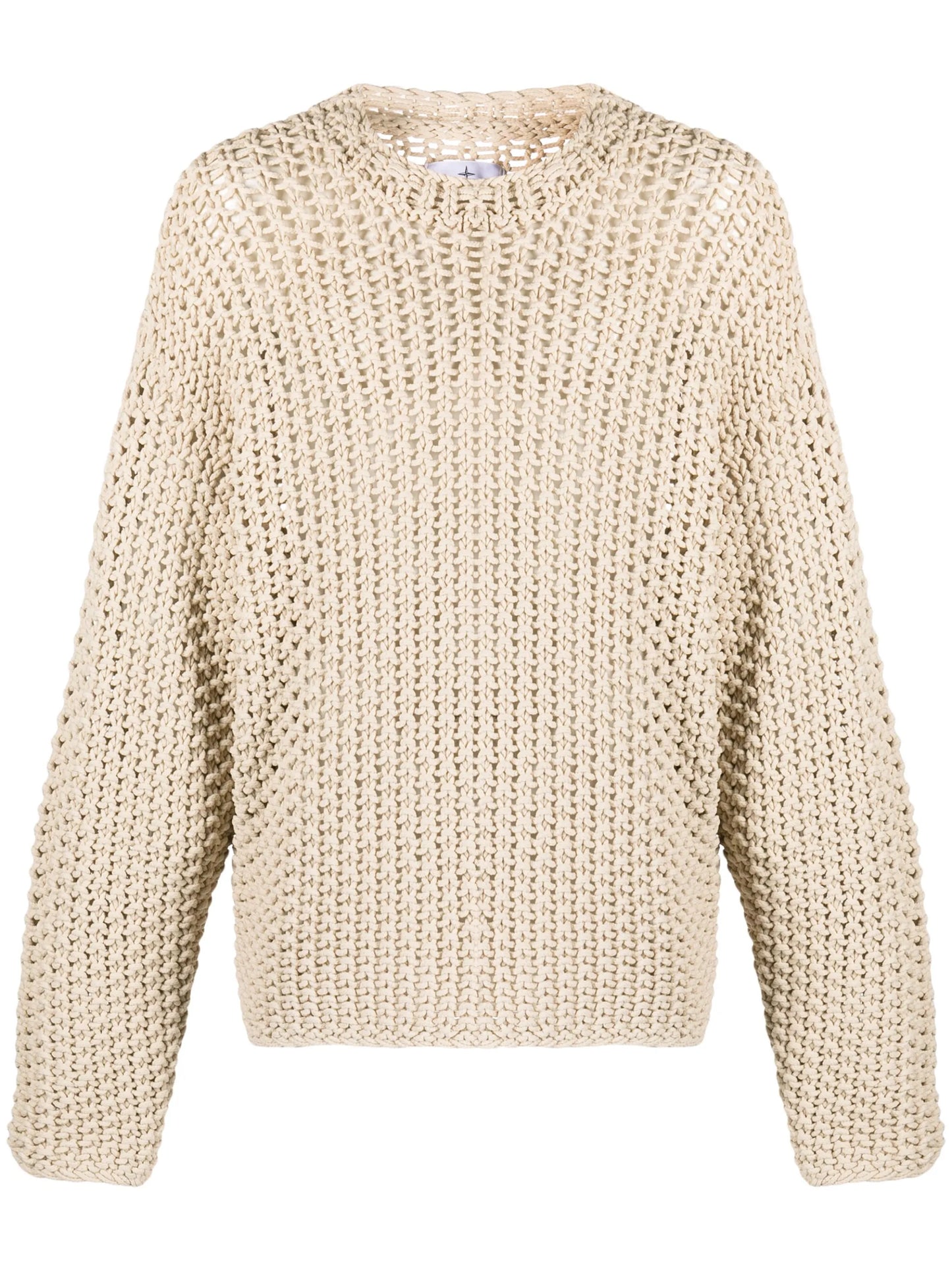 logo-print long-sleeve macramé jumper