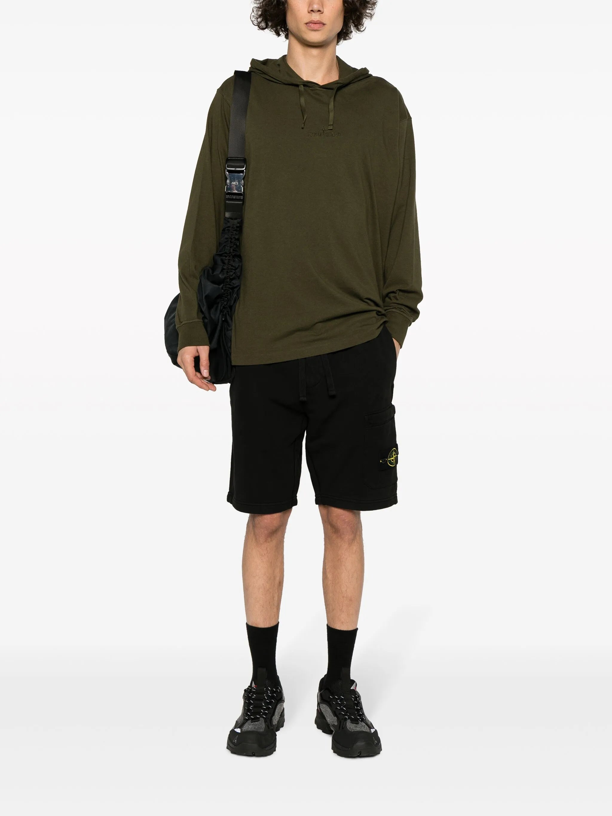 logo-embroidered cotton hoodie