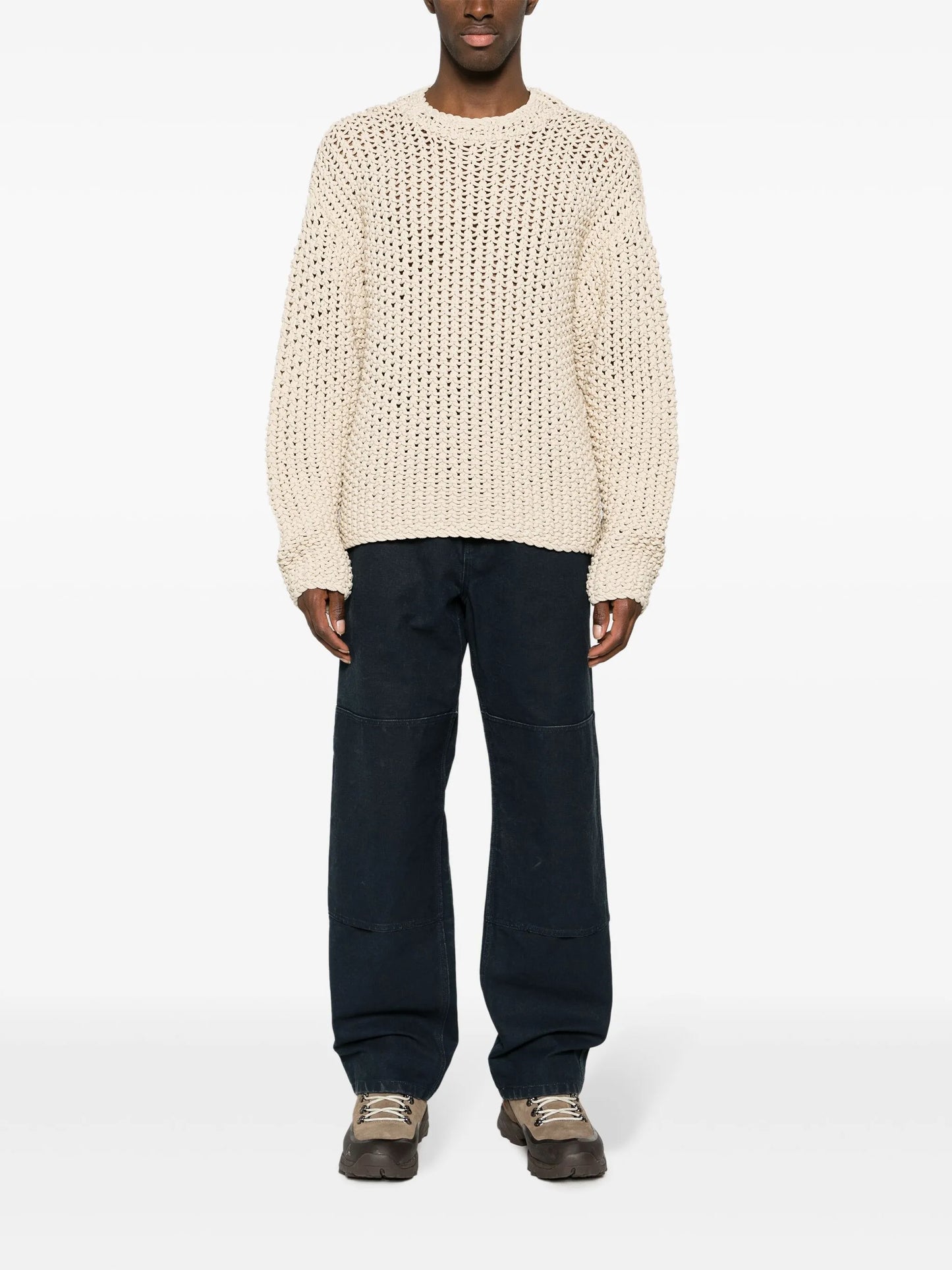 mid-rise cotton loose trousers