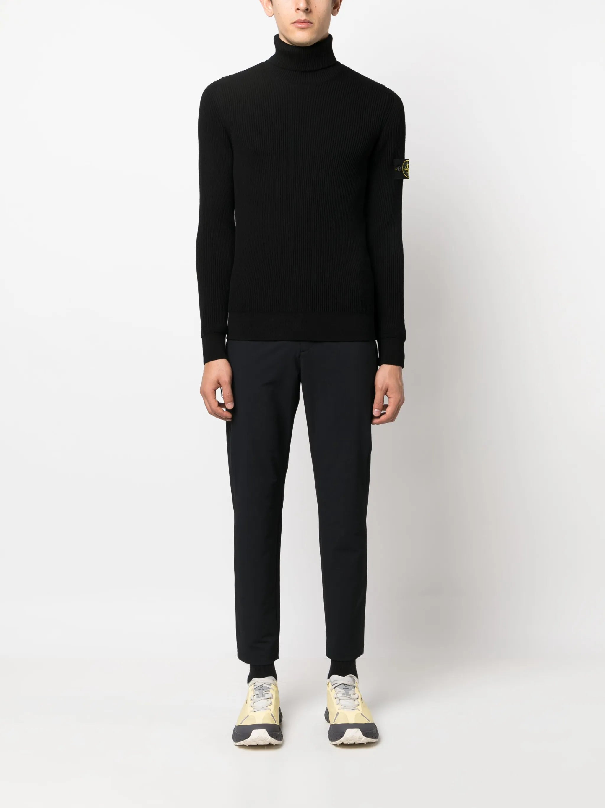 Compass-patch roll-neck jumper