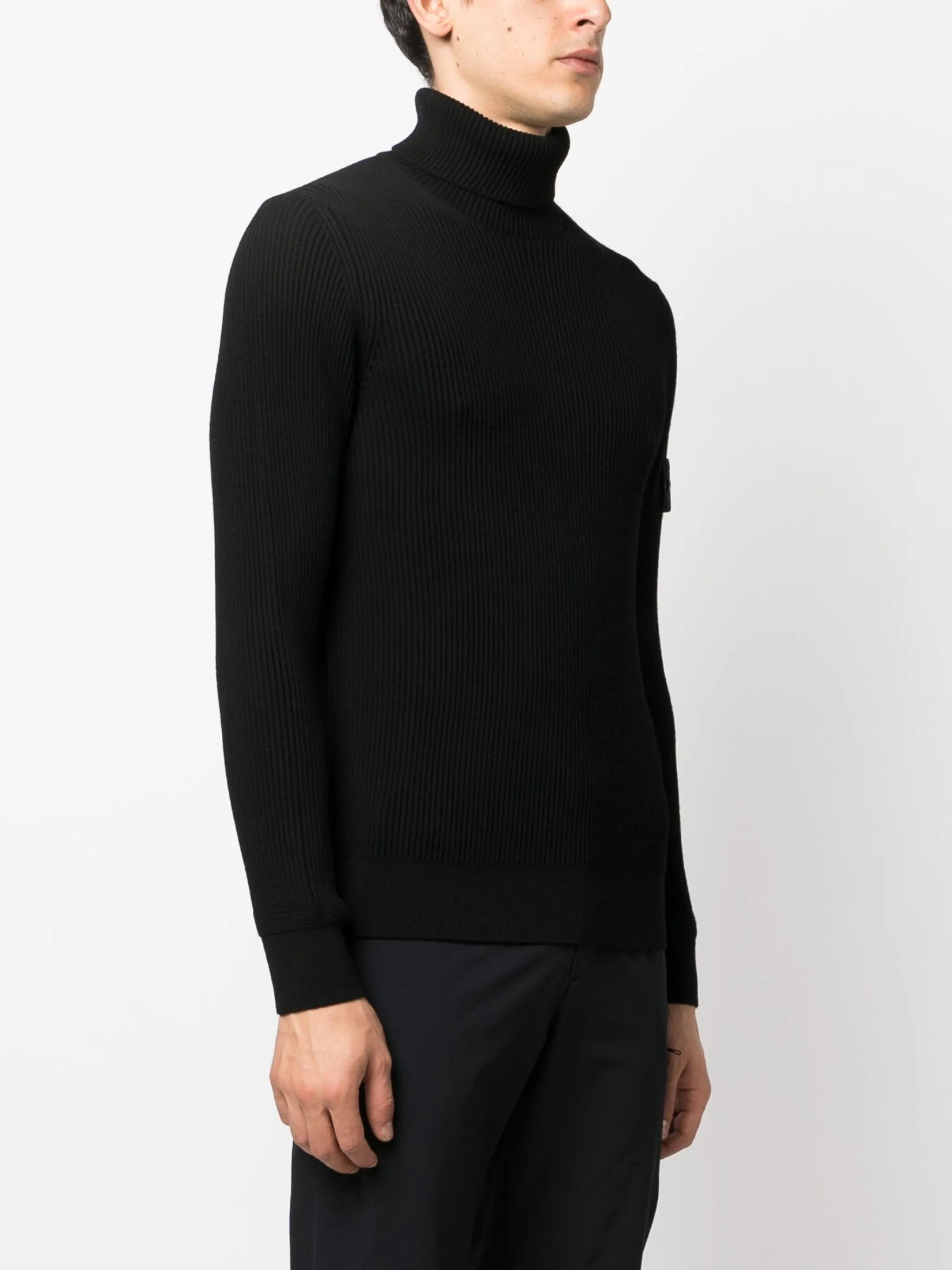 Compass-patch roll-neck jumper
