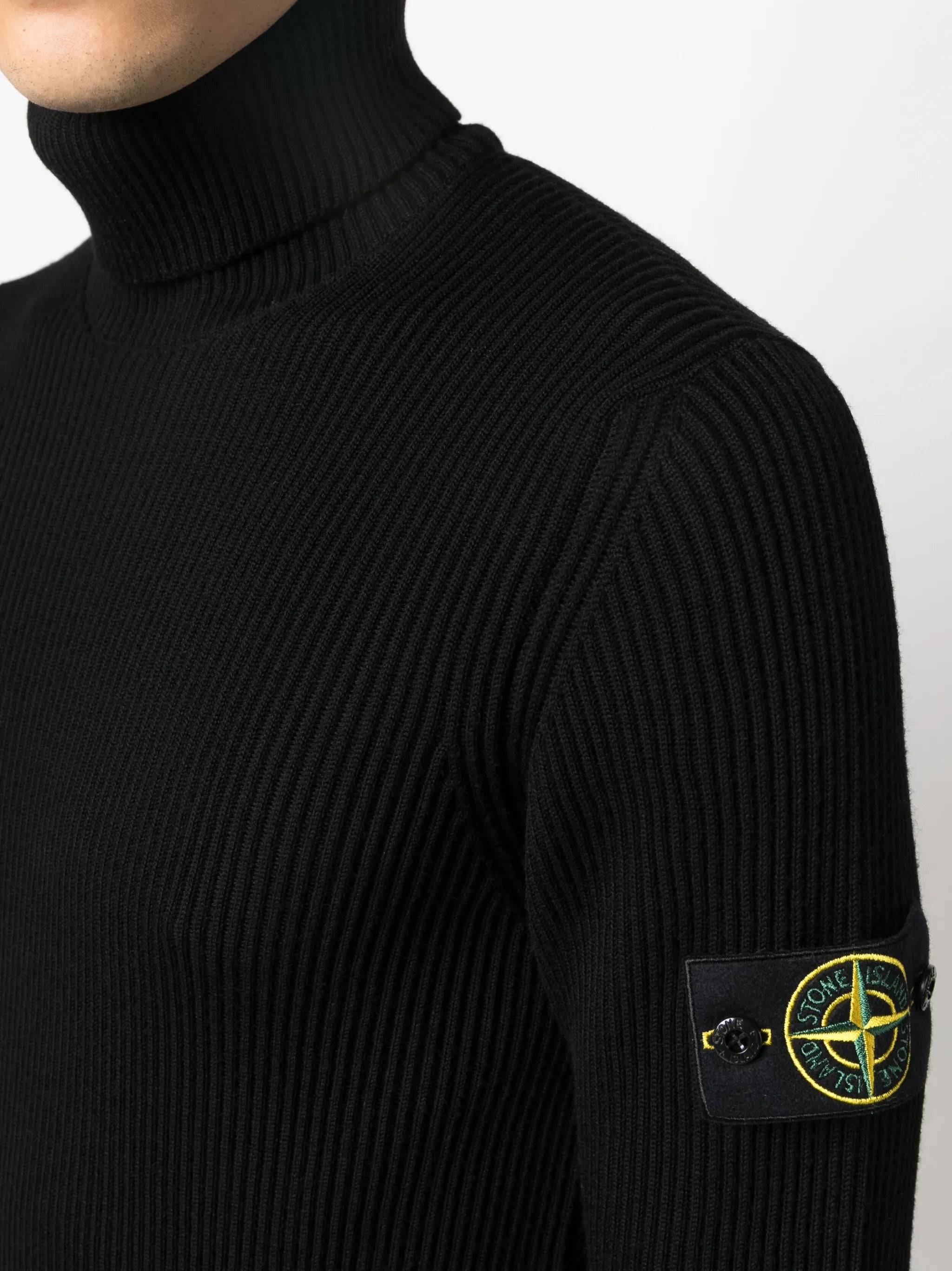 Compass-patch roll-neck jumper