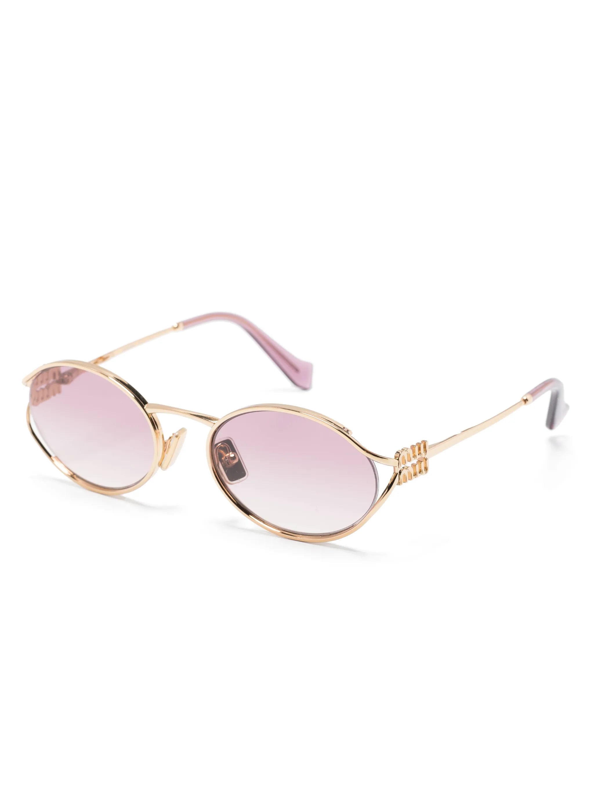 logo-plaque oval-frame sunglasses