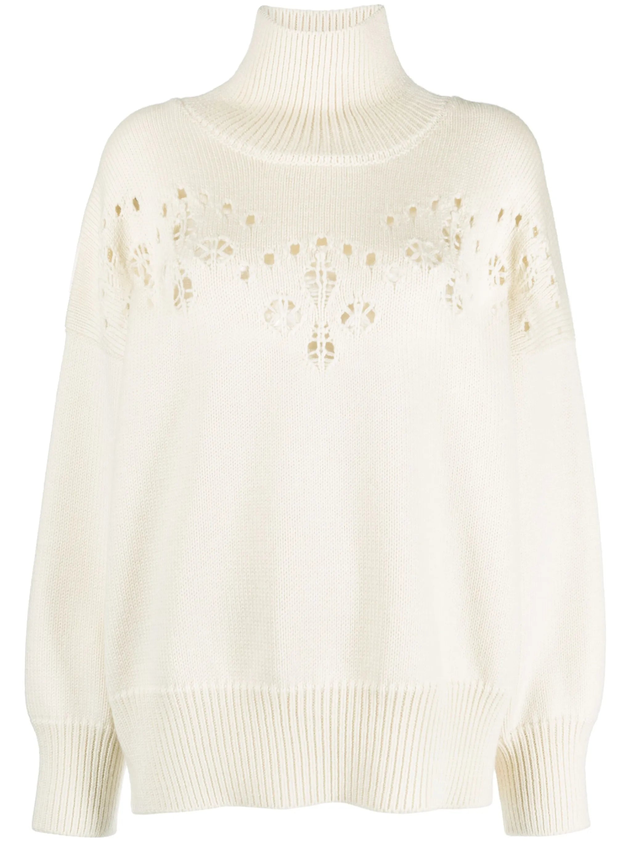 pointelle-knit wool jumper