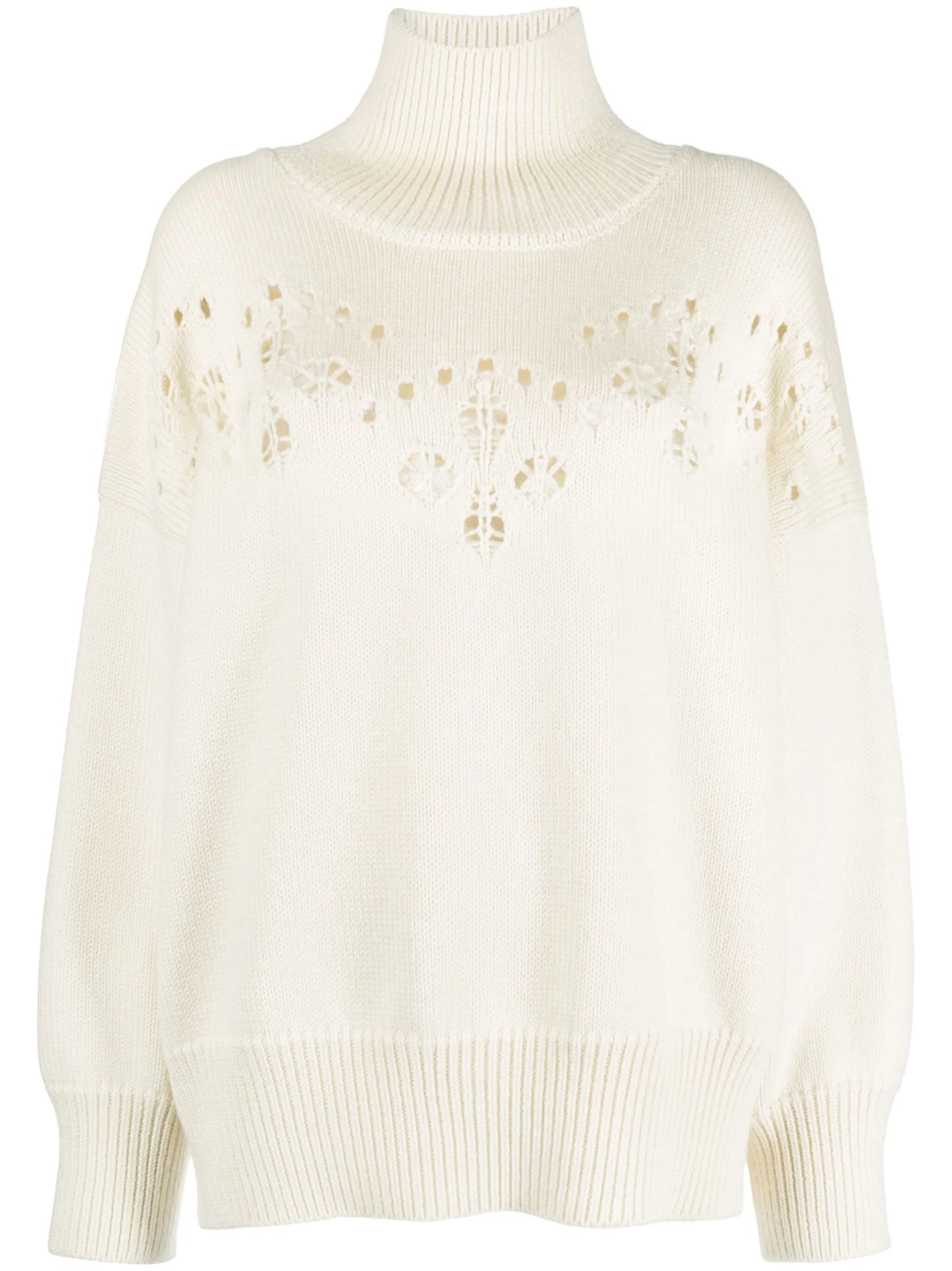 pointelle-knit wool jumper
