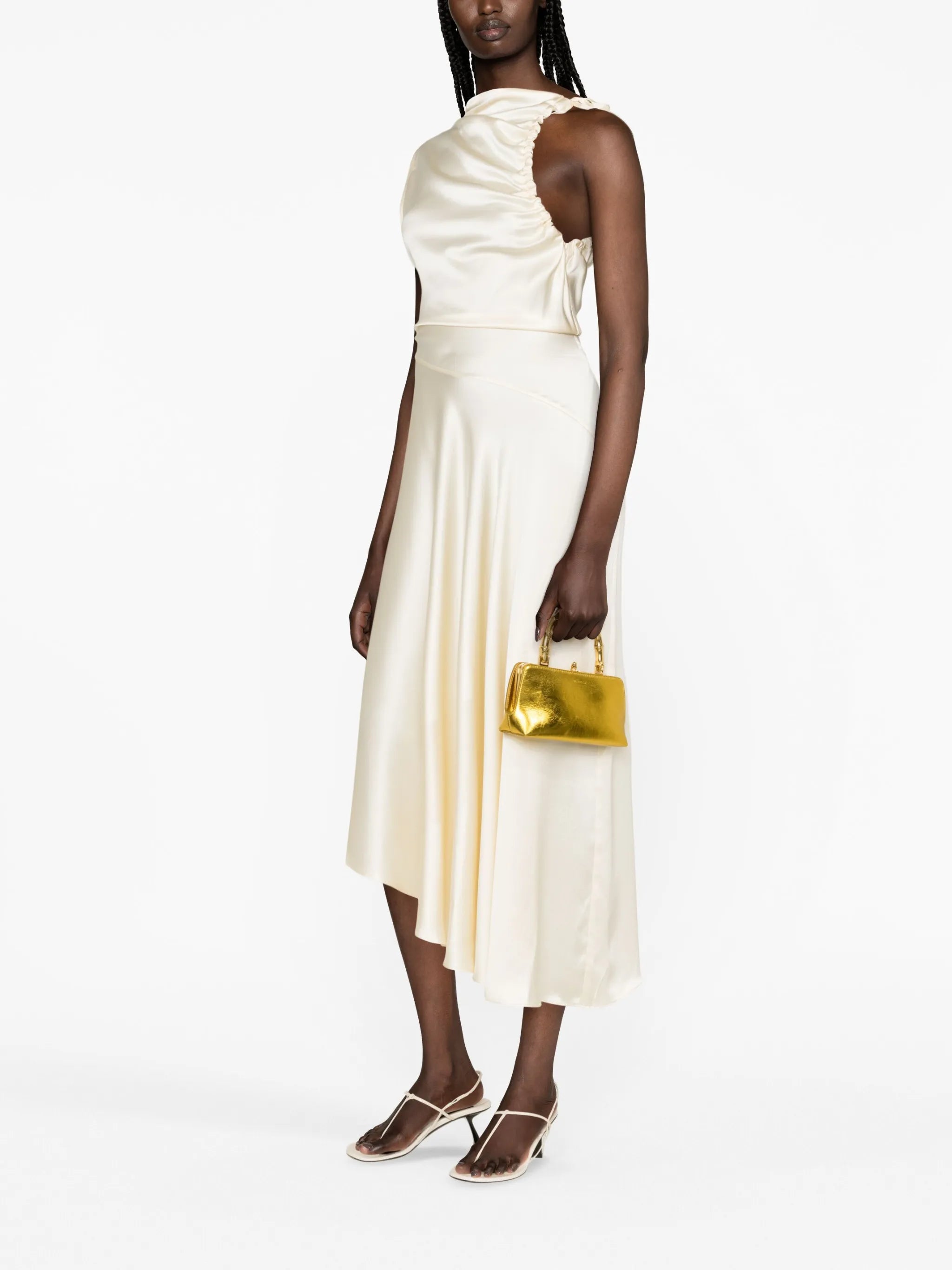 small Goji Bamboo metallic clutch bag