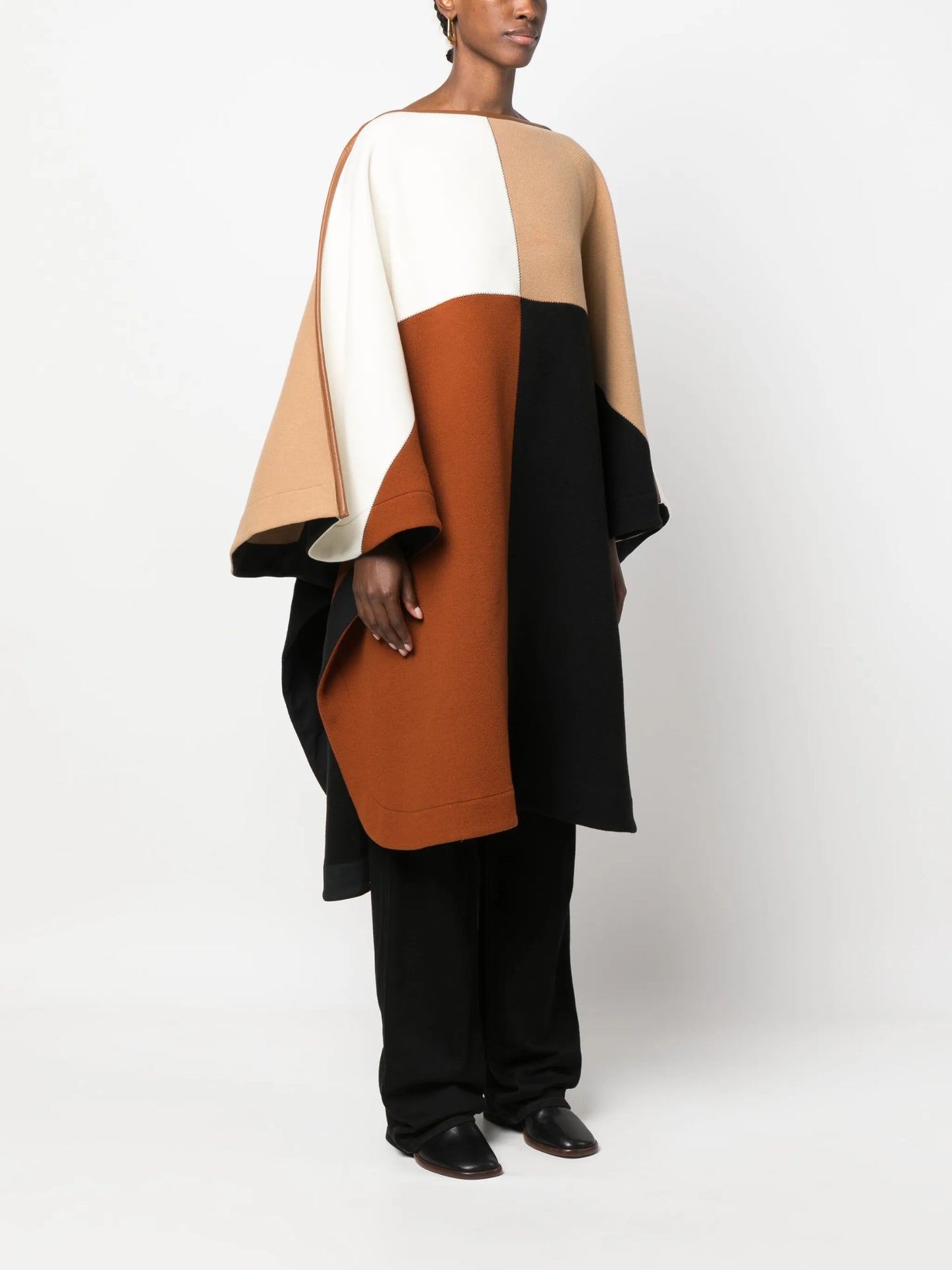 colour-block knitted cape