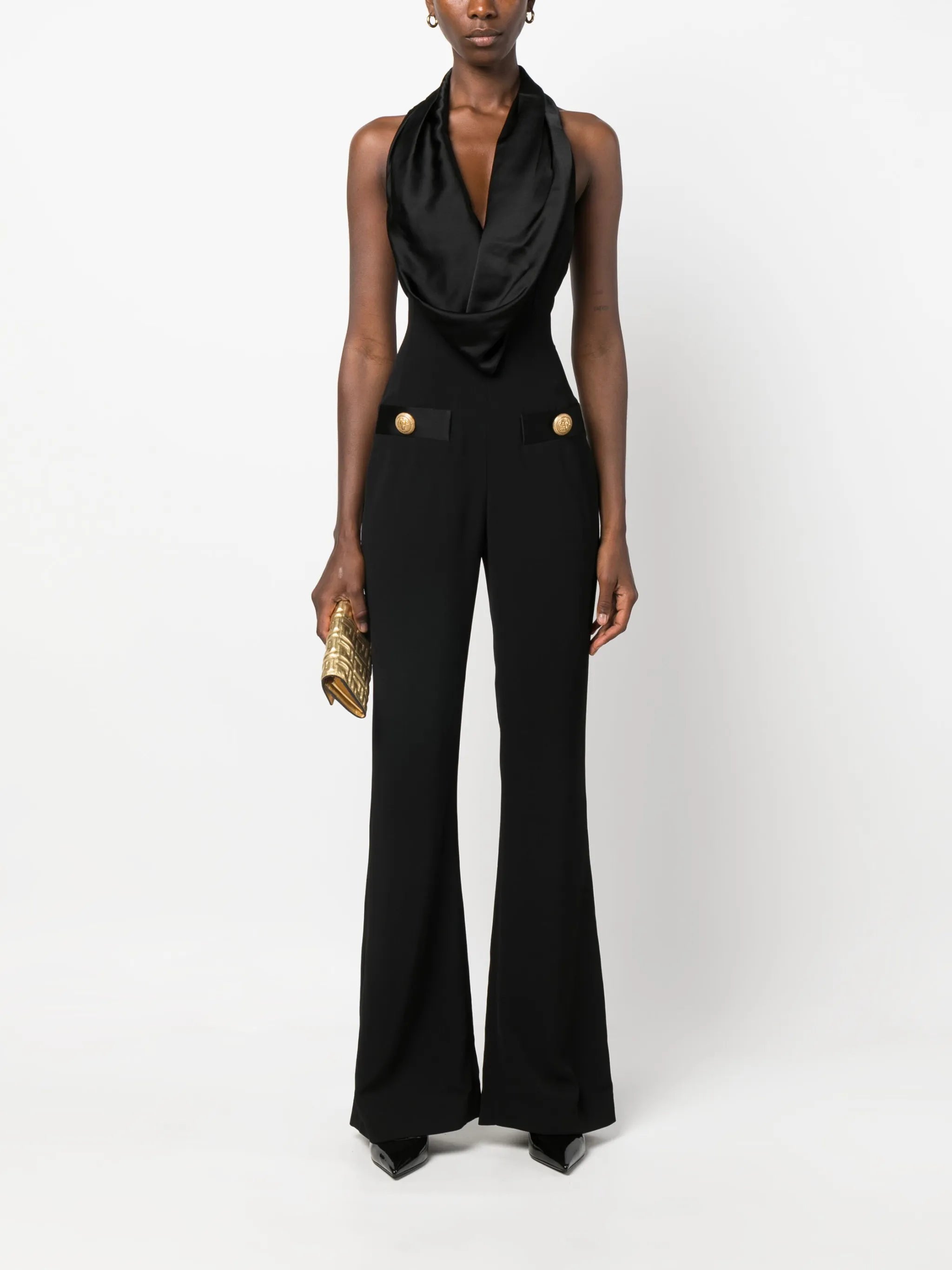 off-shoulder sleeveless jumpsuit