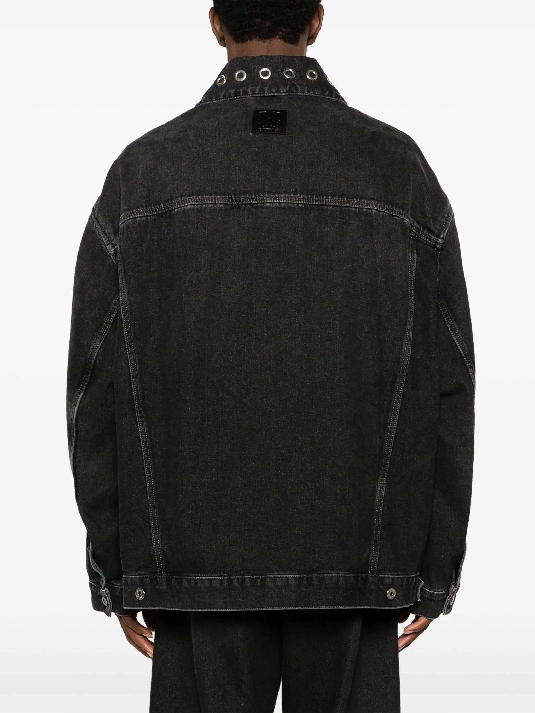 eyelet-detail drop-shoulder denim jacket