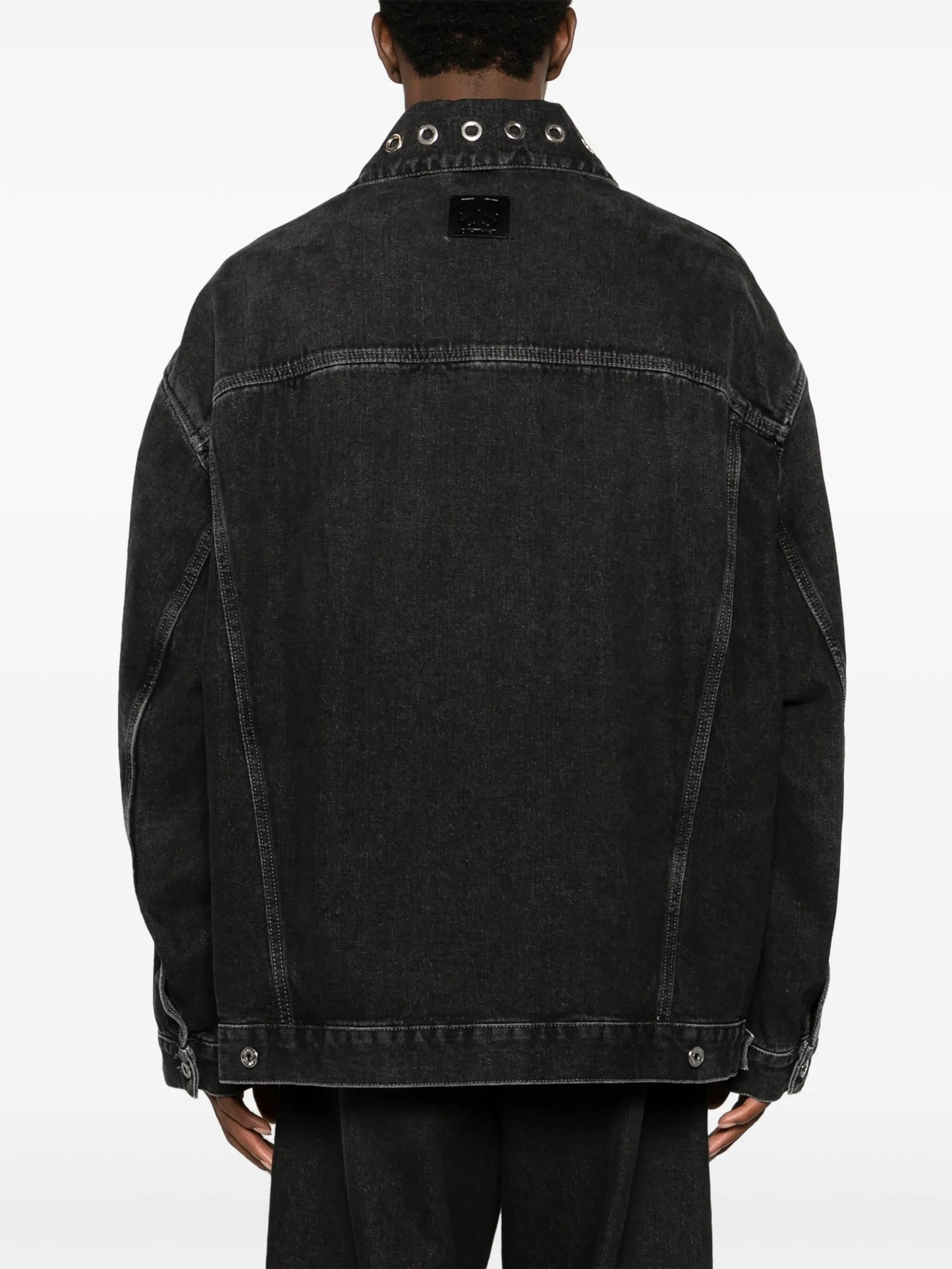 eyelet-detail drop-shoulder denim jacket