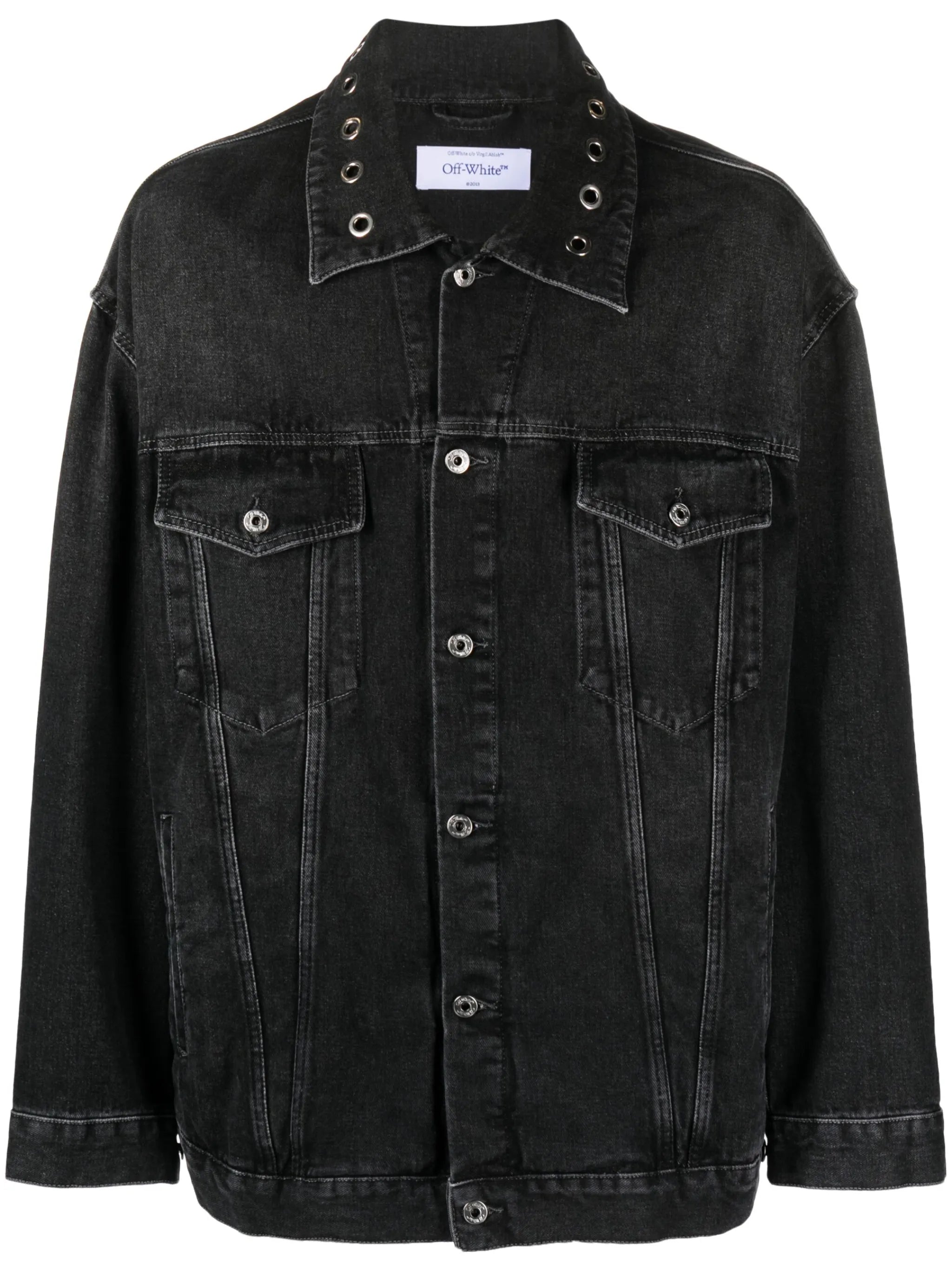 eyelet-detail drop-shoulder denim jacket
