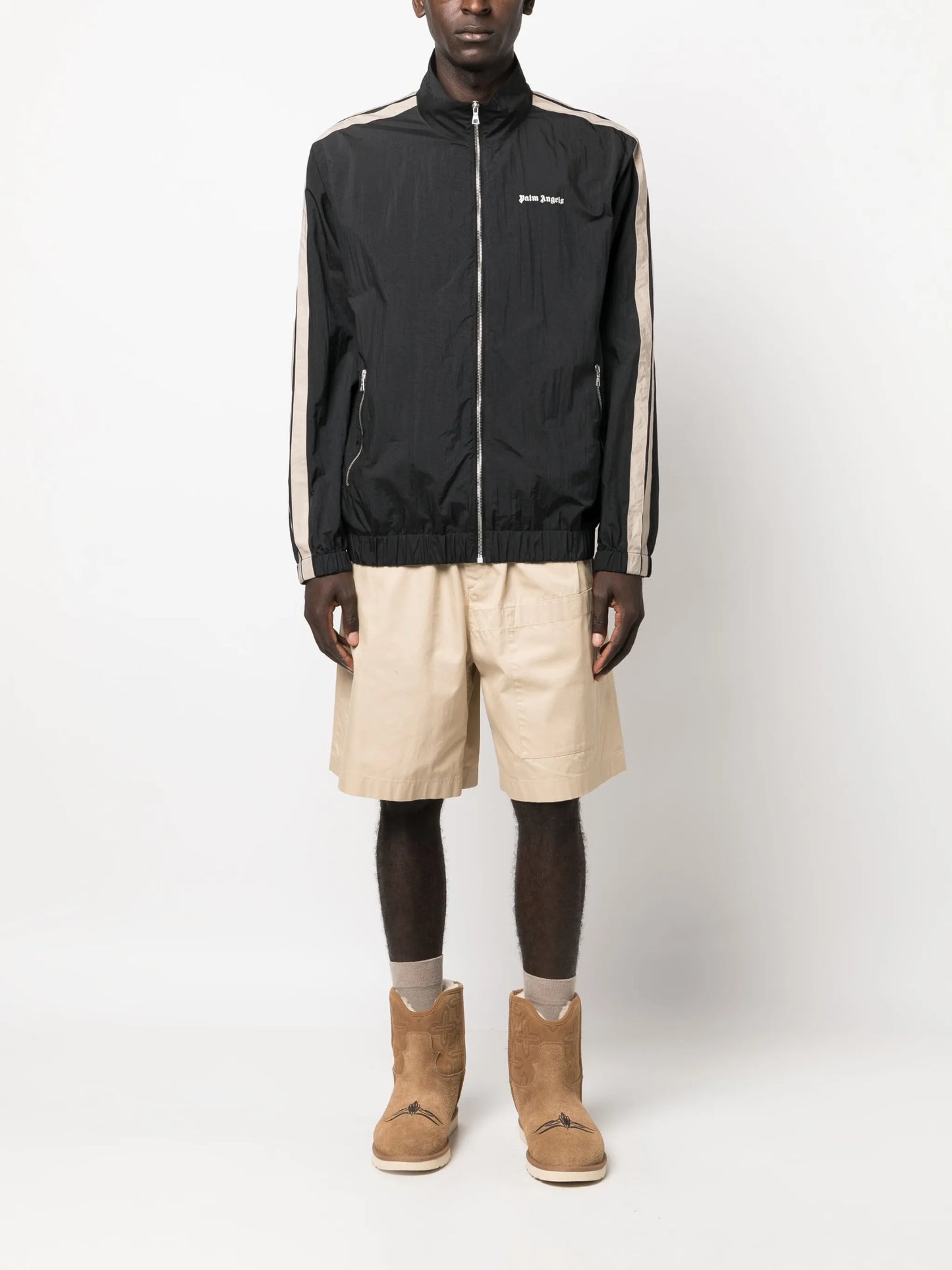 logo-print side-stripe track jacket