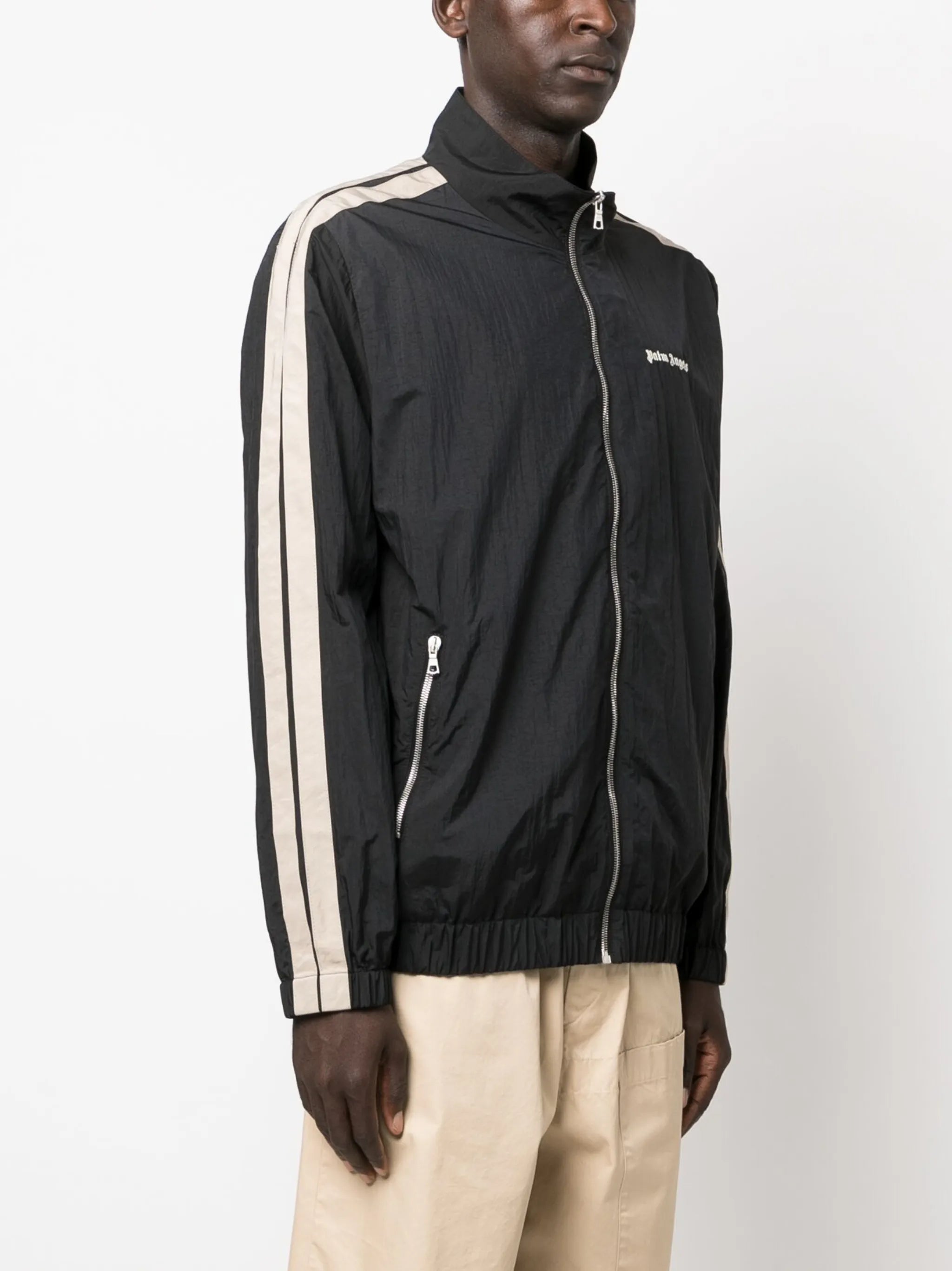 logo-print side-stripe track jacket