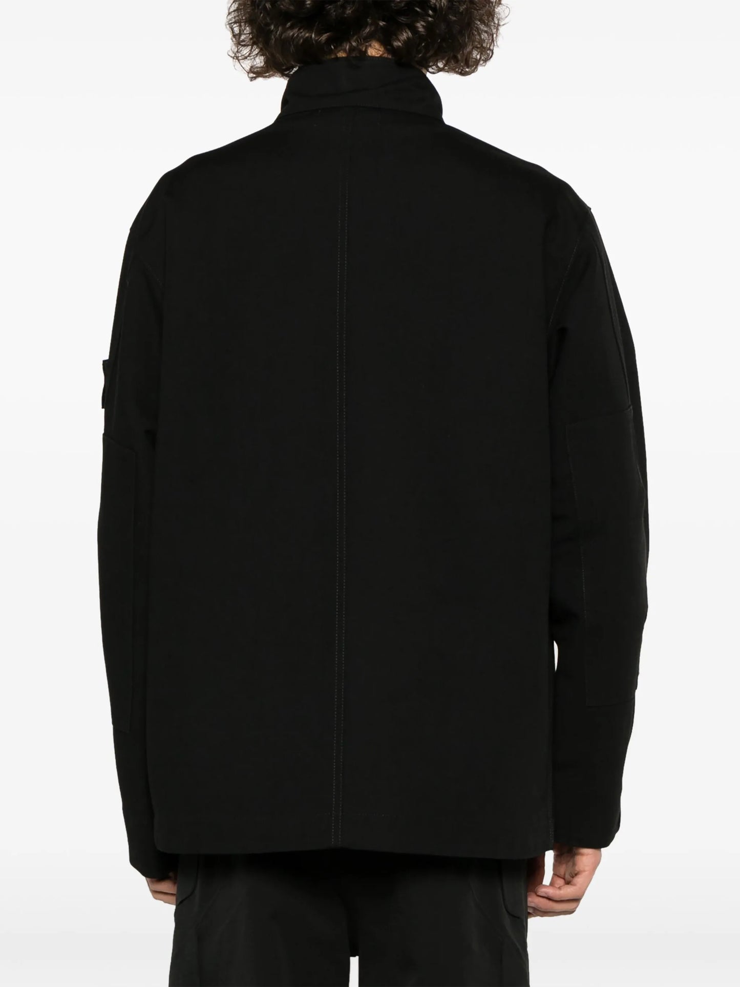 high-neck cotton-wool jacket