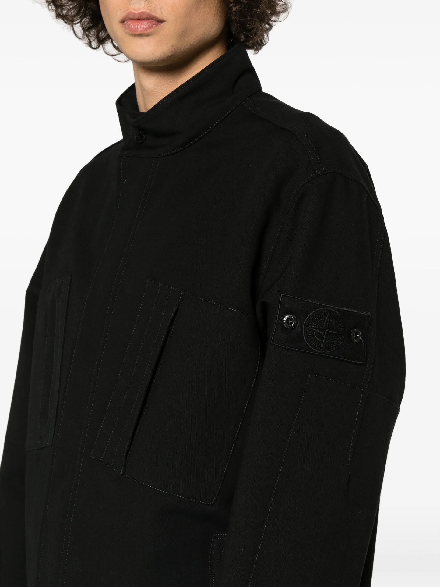 high-neck cotton-wool jacket