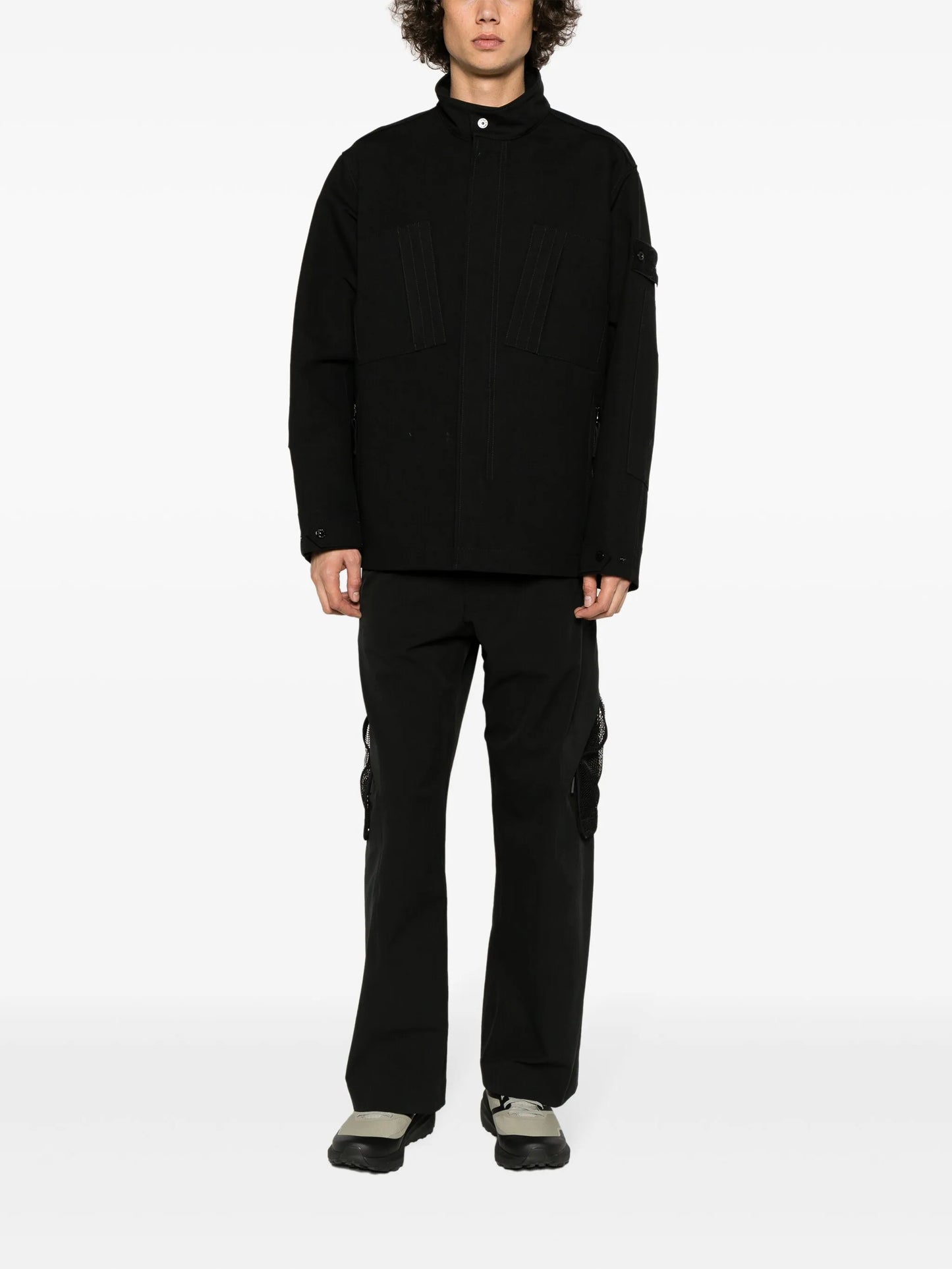 high-neck cotton-wool jacket