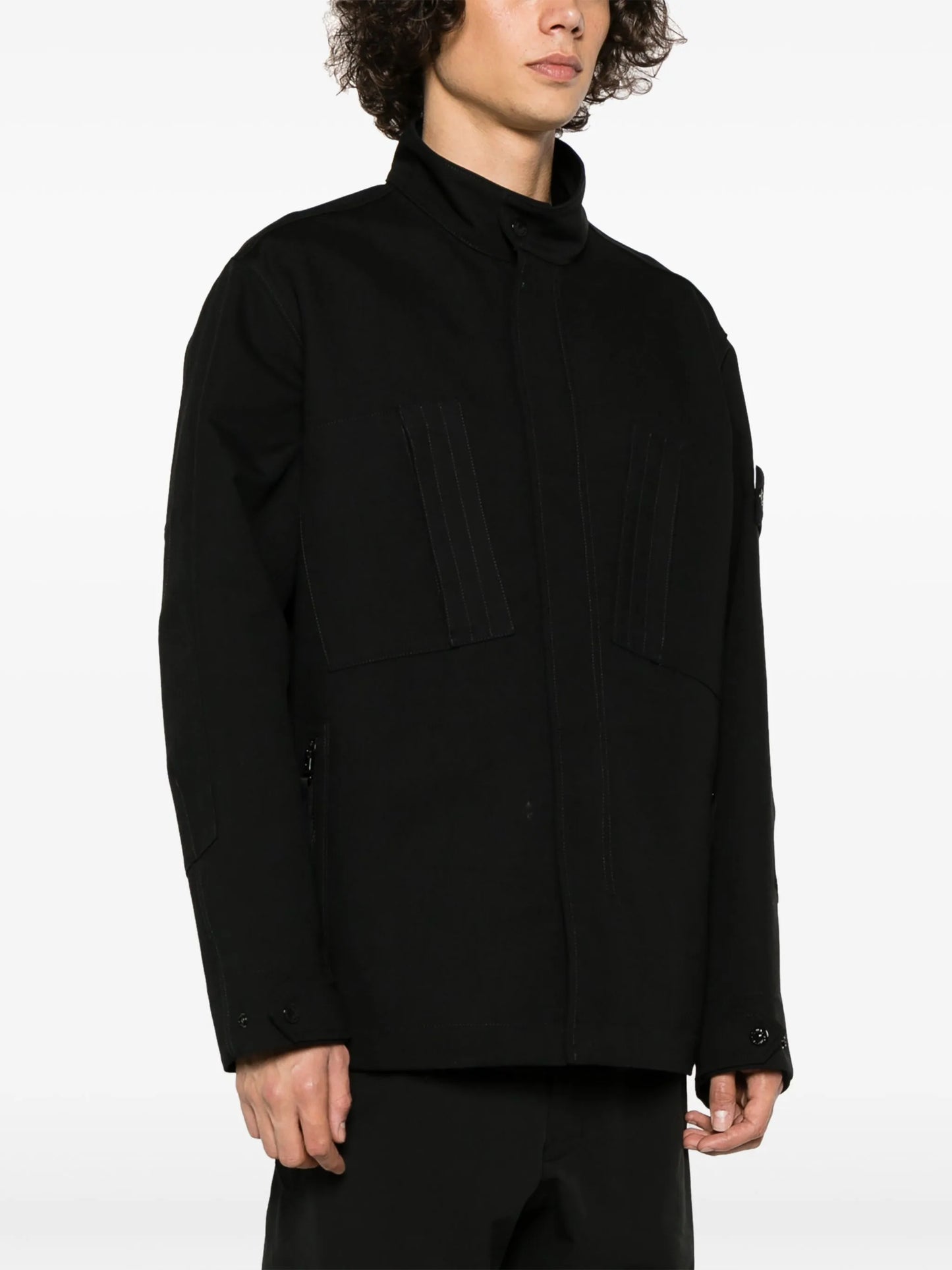 high-neck cotton-wool jacket