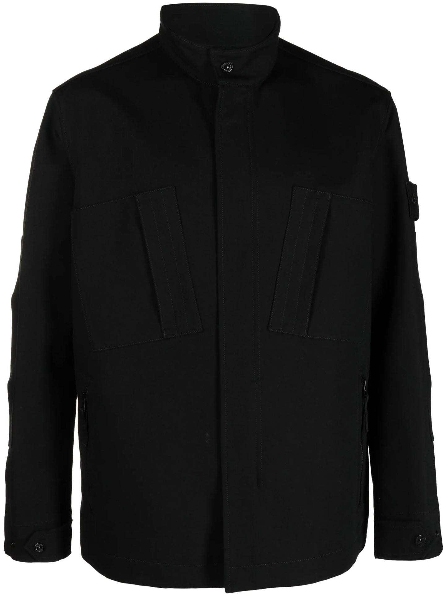 high-neck cotton-wool jacket