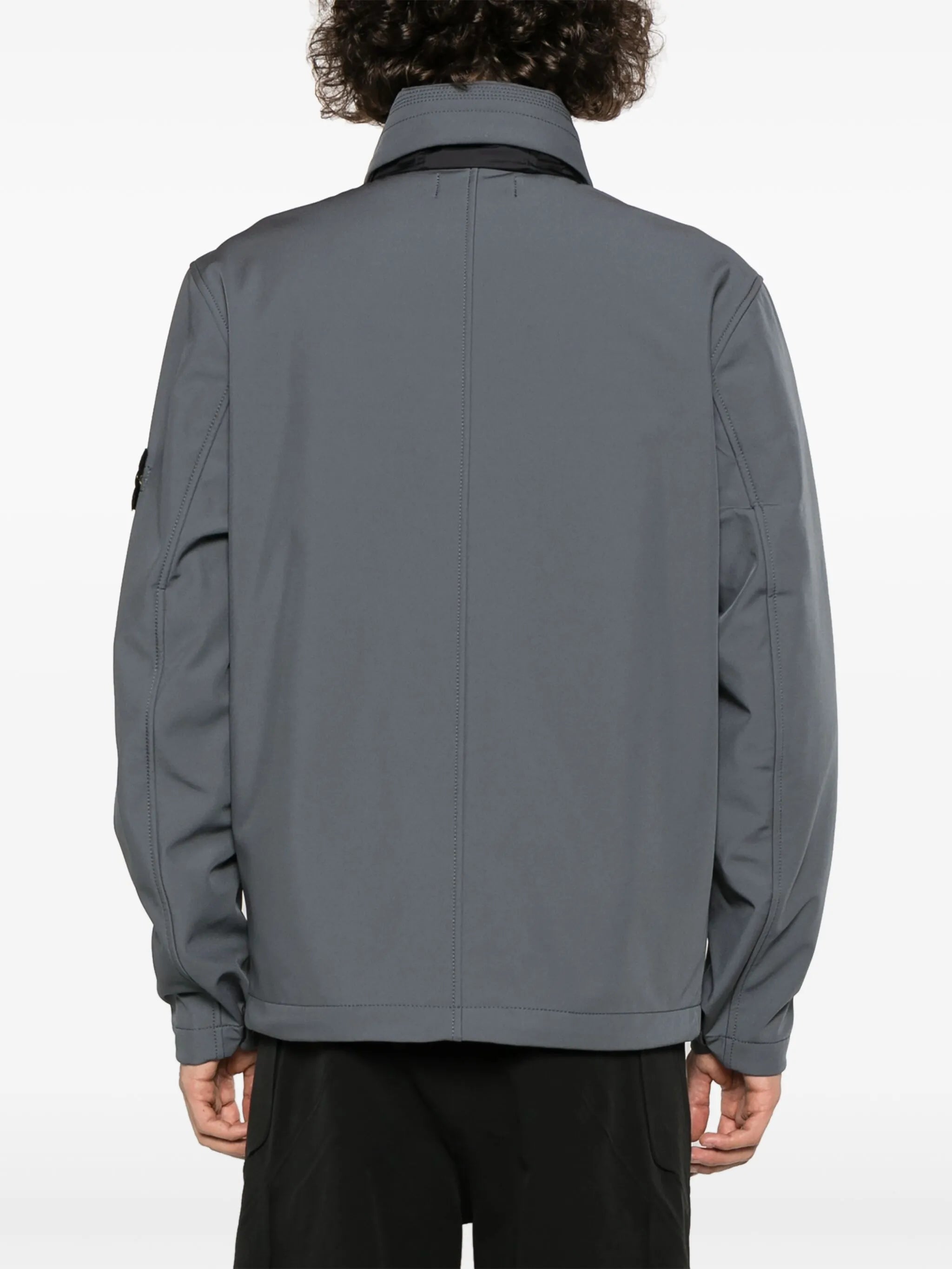 Compass-badge funnel-neck jacket