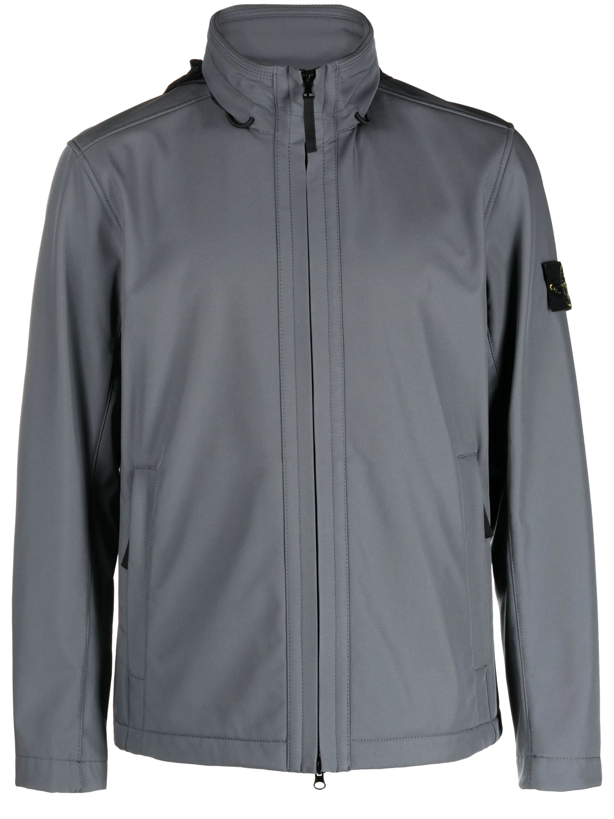 Compass-badge funnel-neck jacket