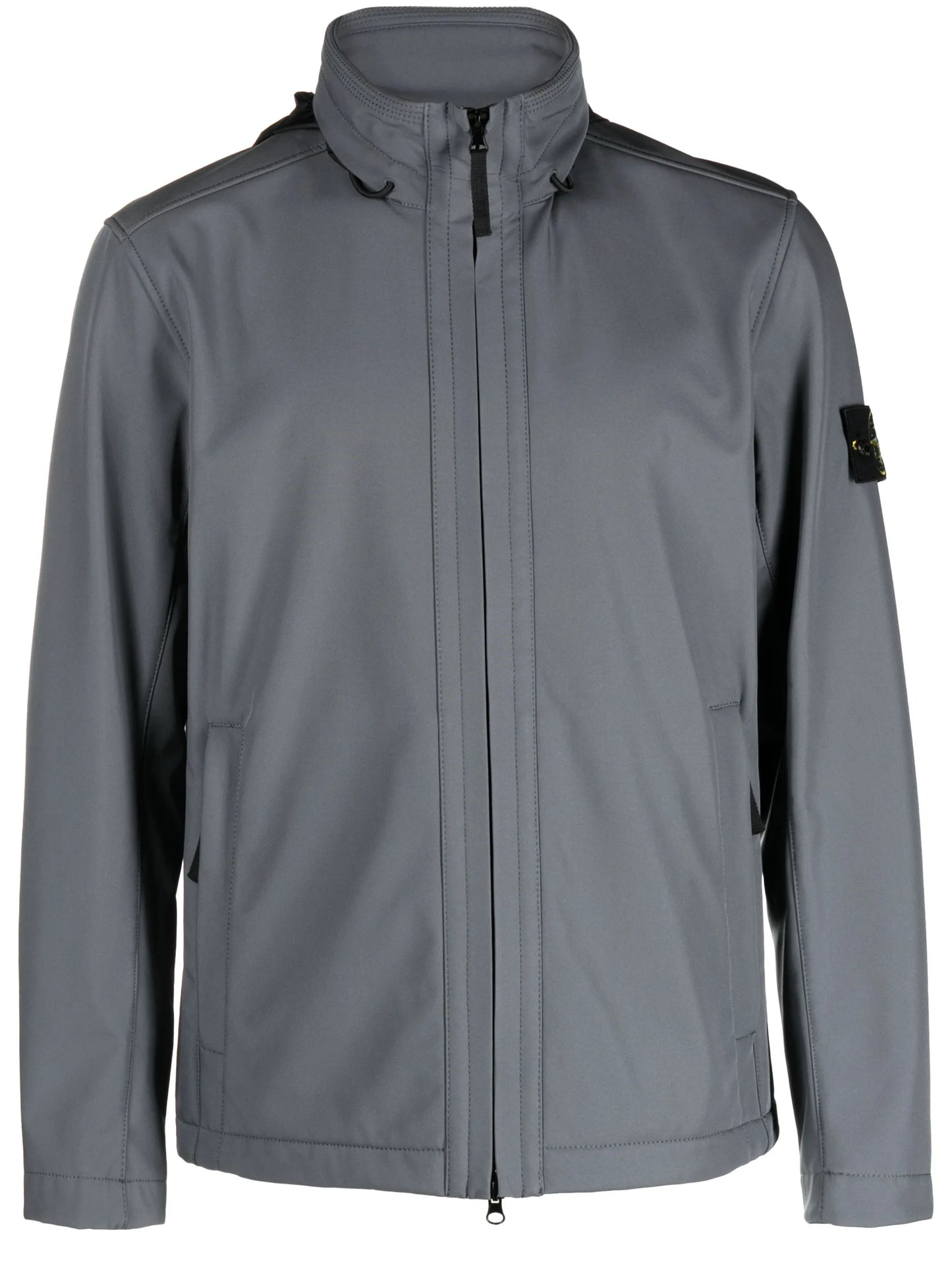 Compass-badge funnel-neck jacket