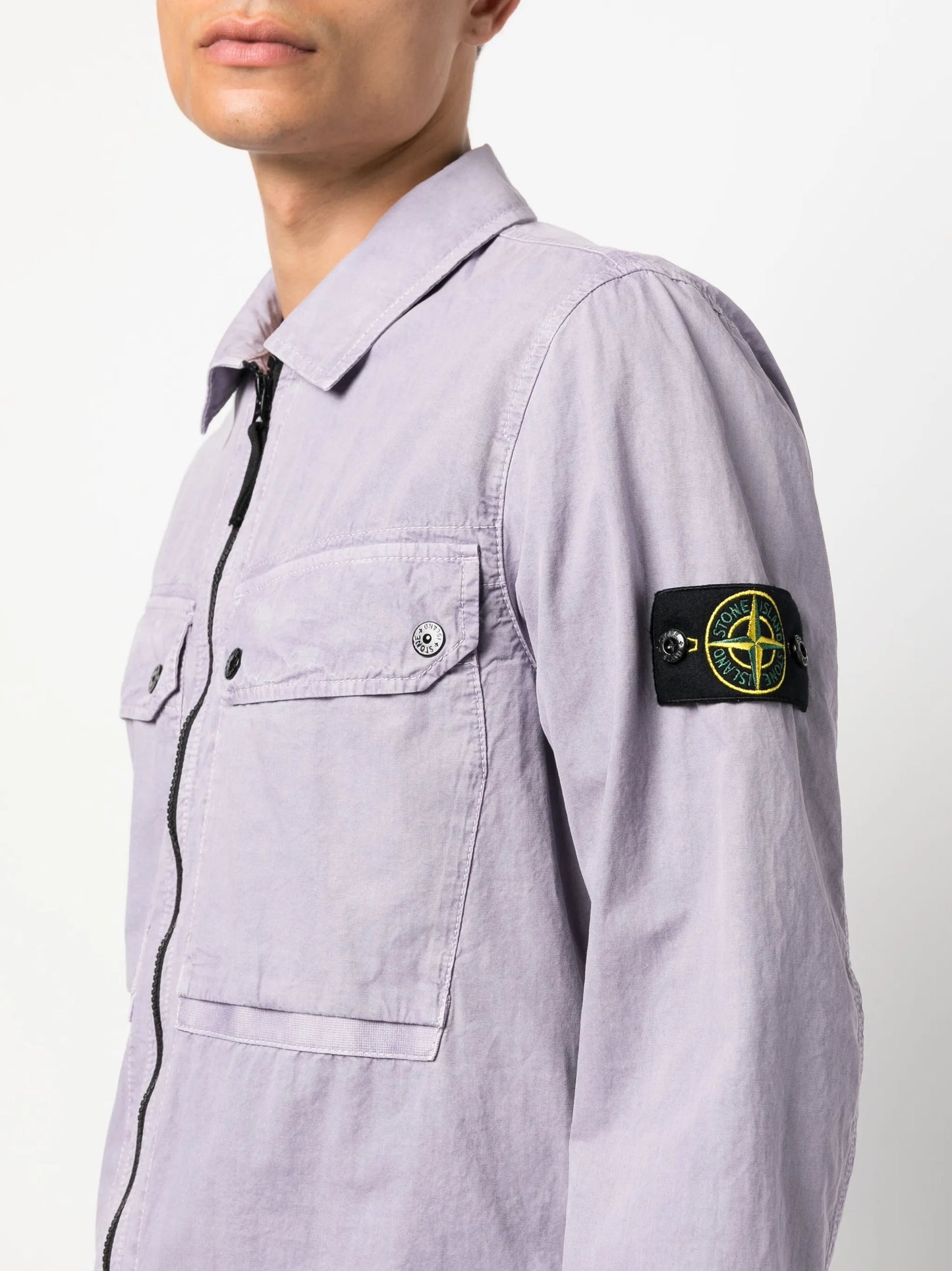 Compass-patch shirt jacket