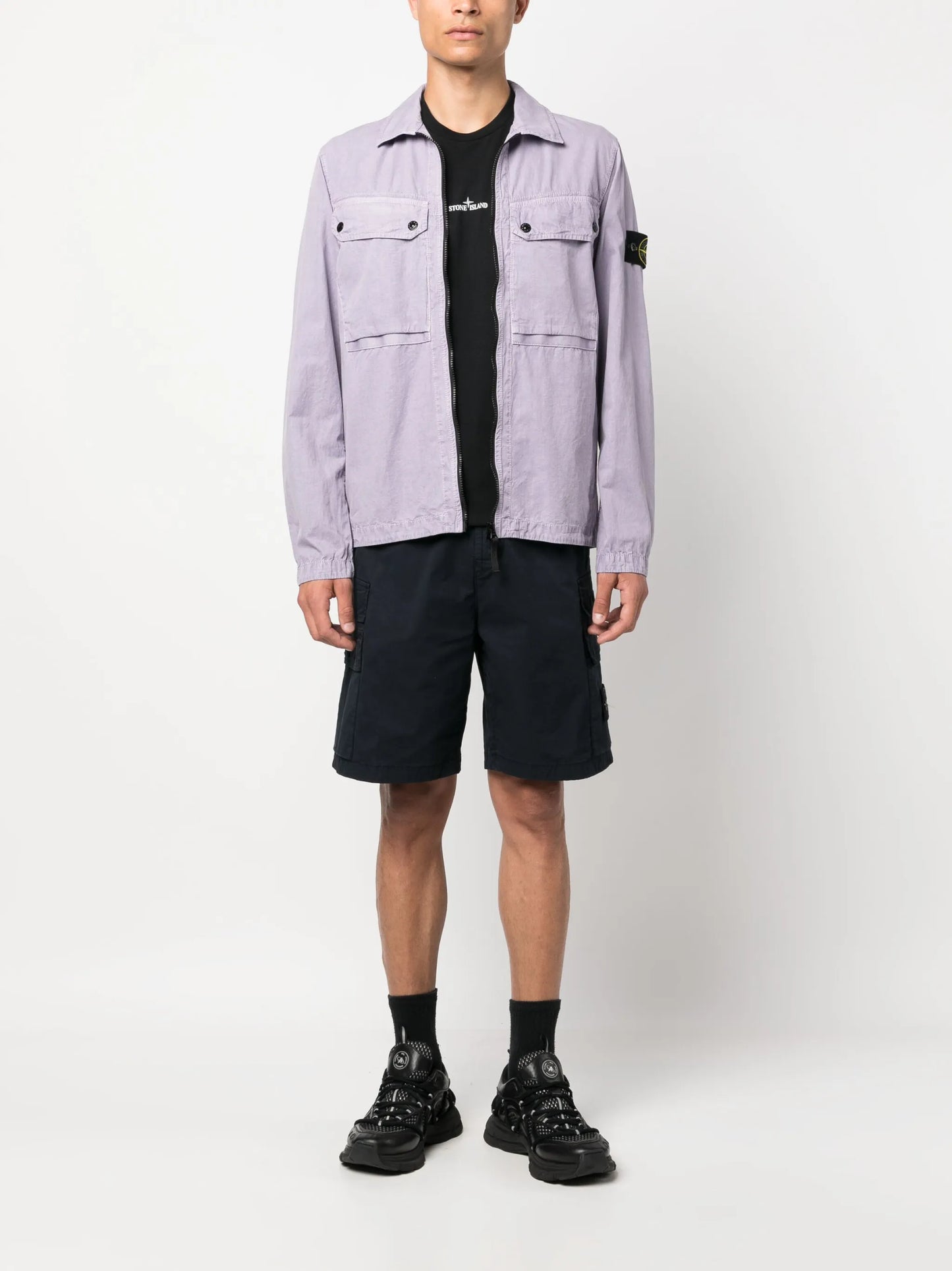 Compass-patch shirt jacket