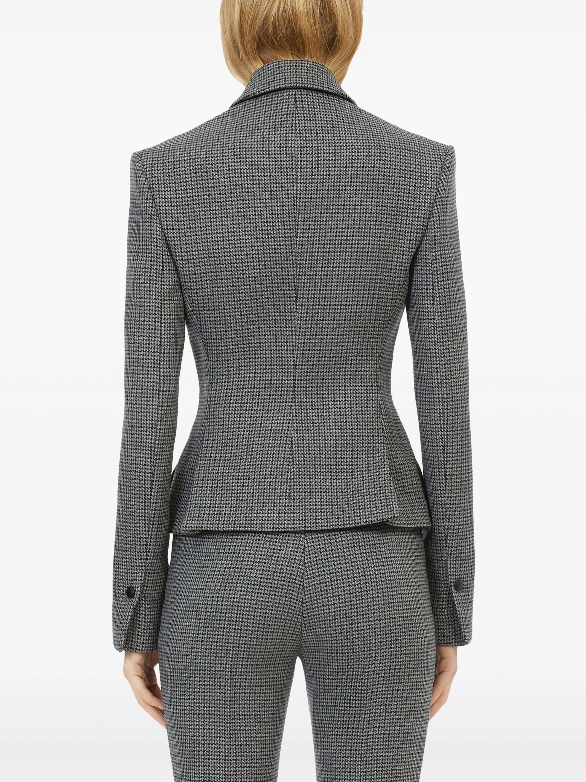 shepherd's-check double-breasted blazer