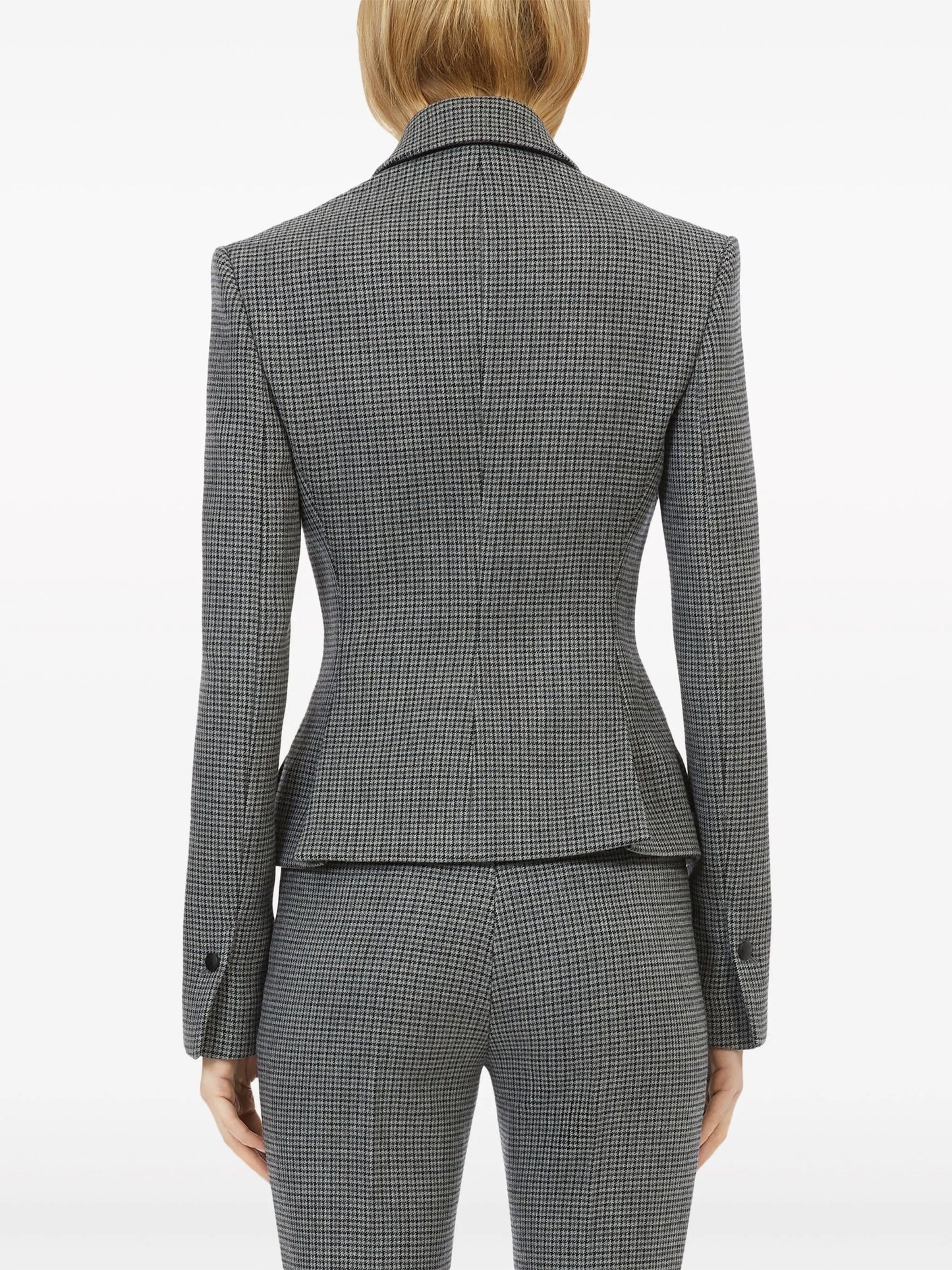 shepherd's-check double-breasted blazer