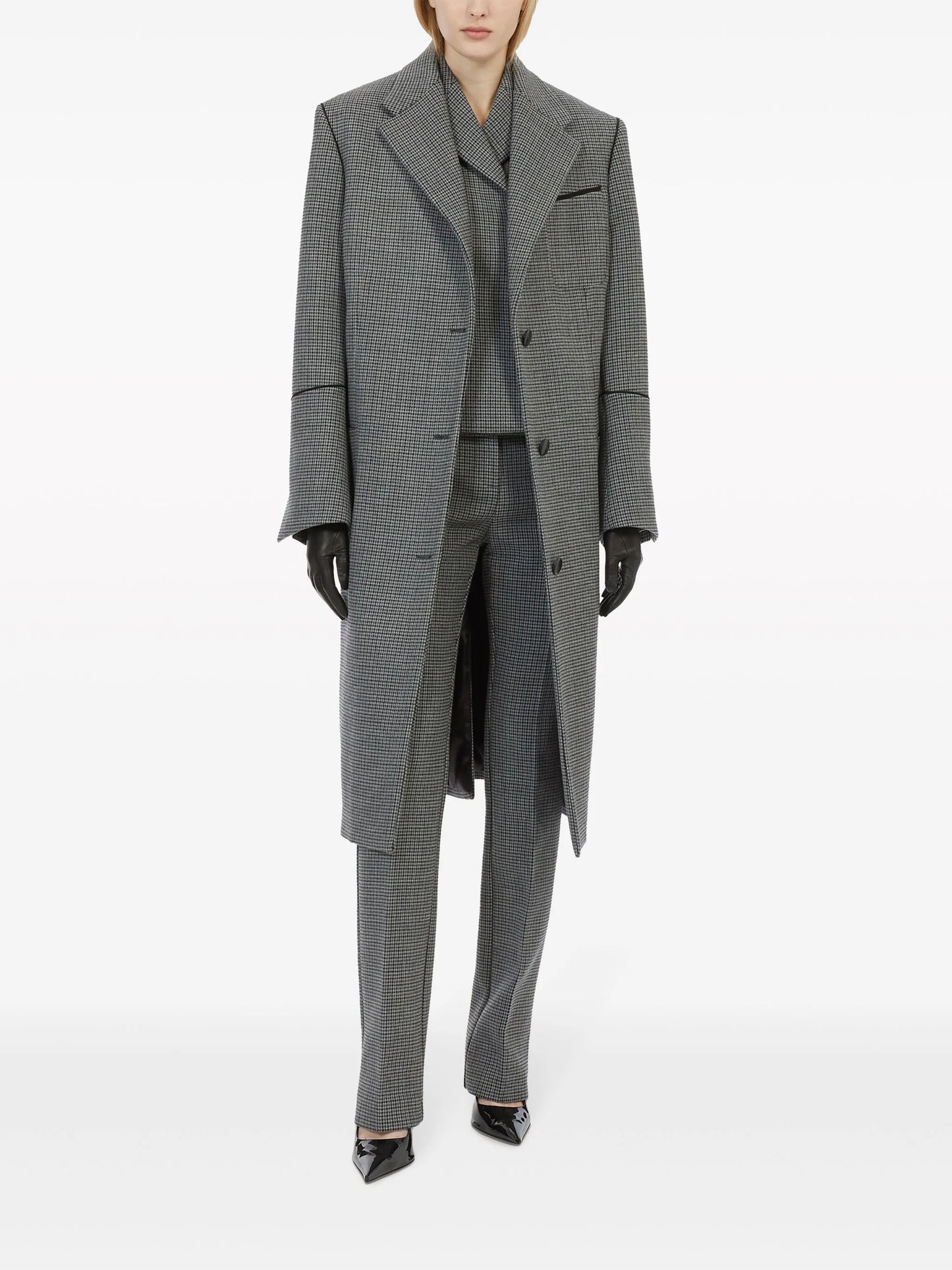 shepherd's-check double-breasted blazer